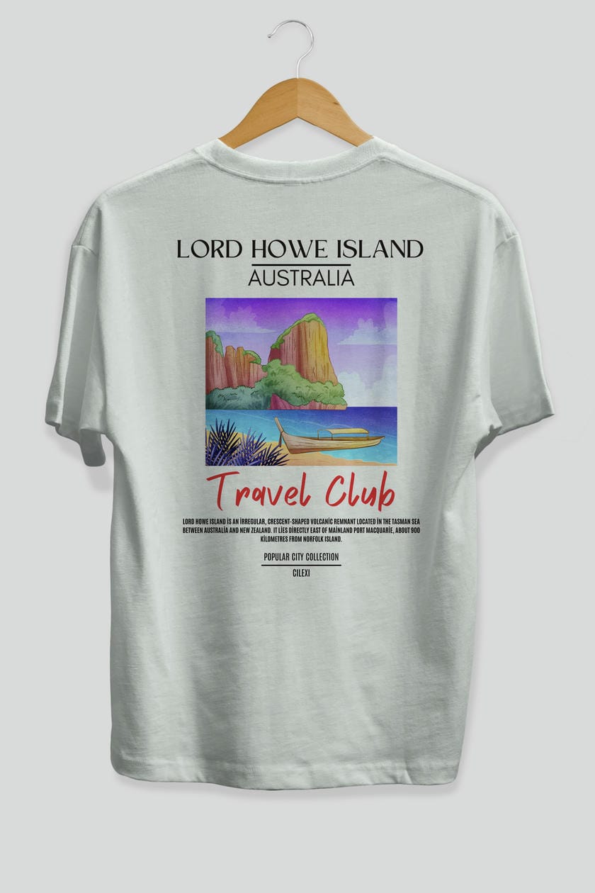 Lord Howe İsland Australia Arka Baskılı Oversize t-shirt Erkek Kadın Pamuk Bisiklet Yaka tişort