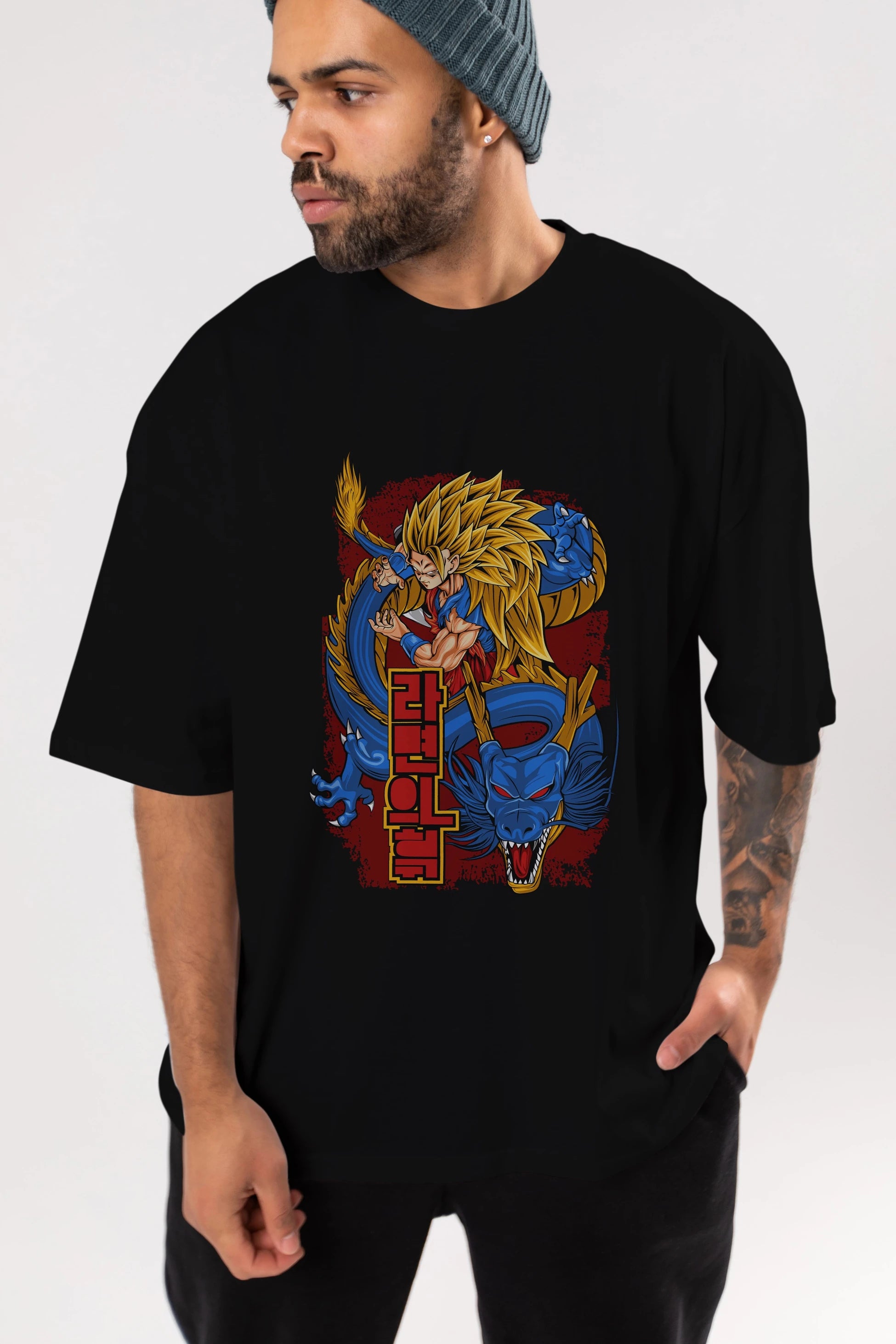 DRAGON BALL Z Anime Ön Baskılı Oversize t-shirt %100 pamuk Erkek Kadın Unisex