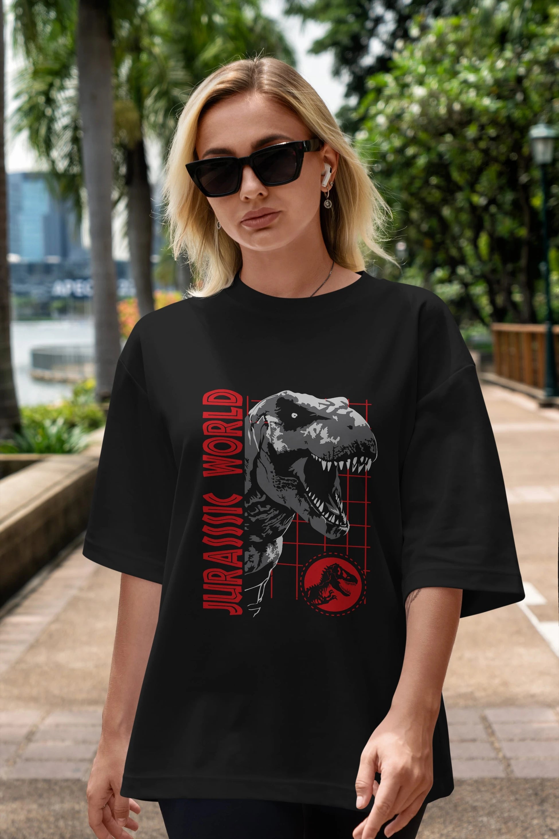 Jurassic Park (2) Ön Baskılı Oversize t-shirt Erkek Kadın Unisex %100 Pamuk Bisiklet Yaka tişort