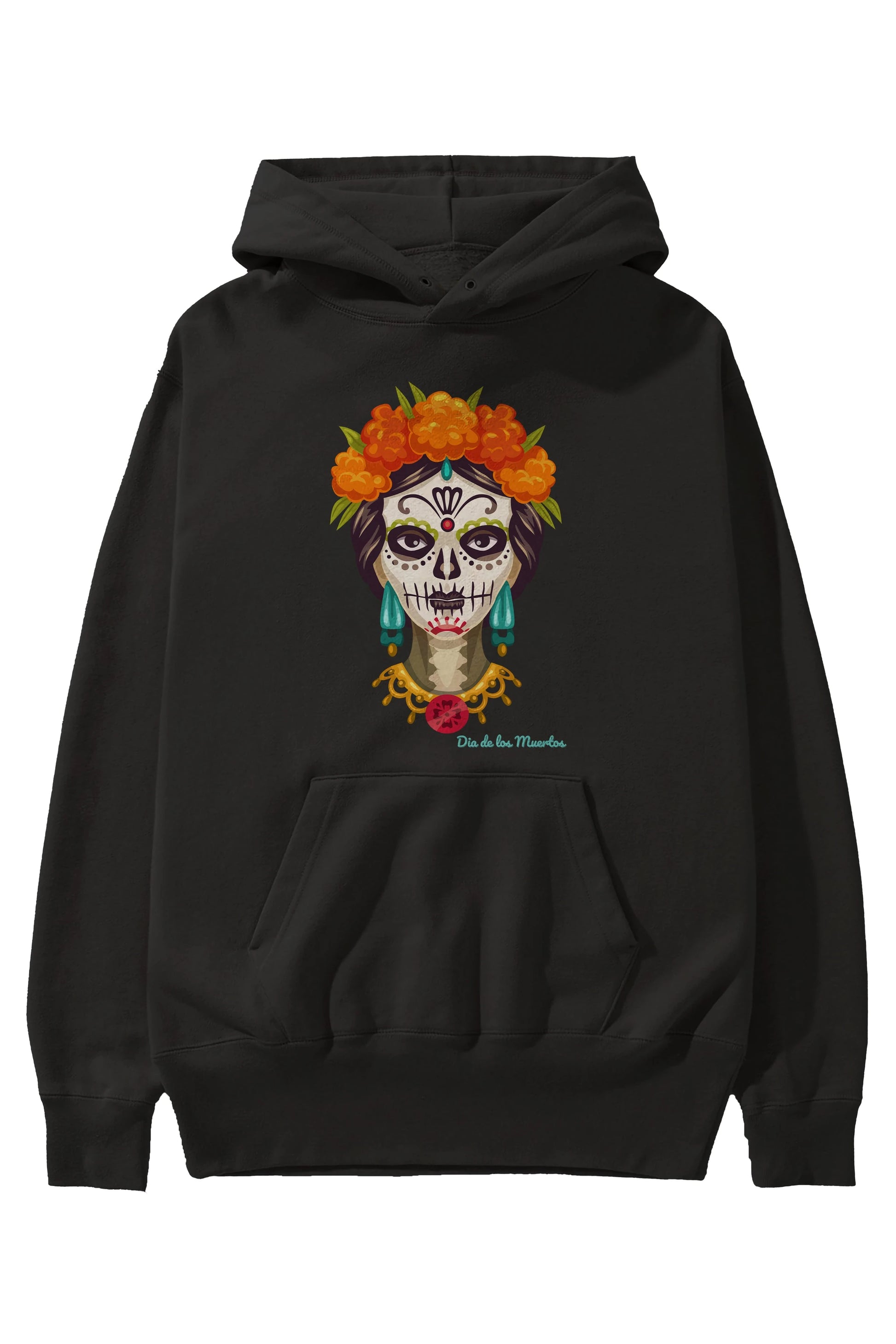 Dia de los Muertos 2 Ön Baskılı Oversize Hoodie Kapüşonlu Sweatshirt Erkek Kadın Unisex