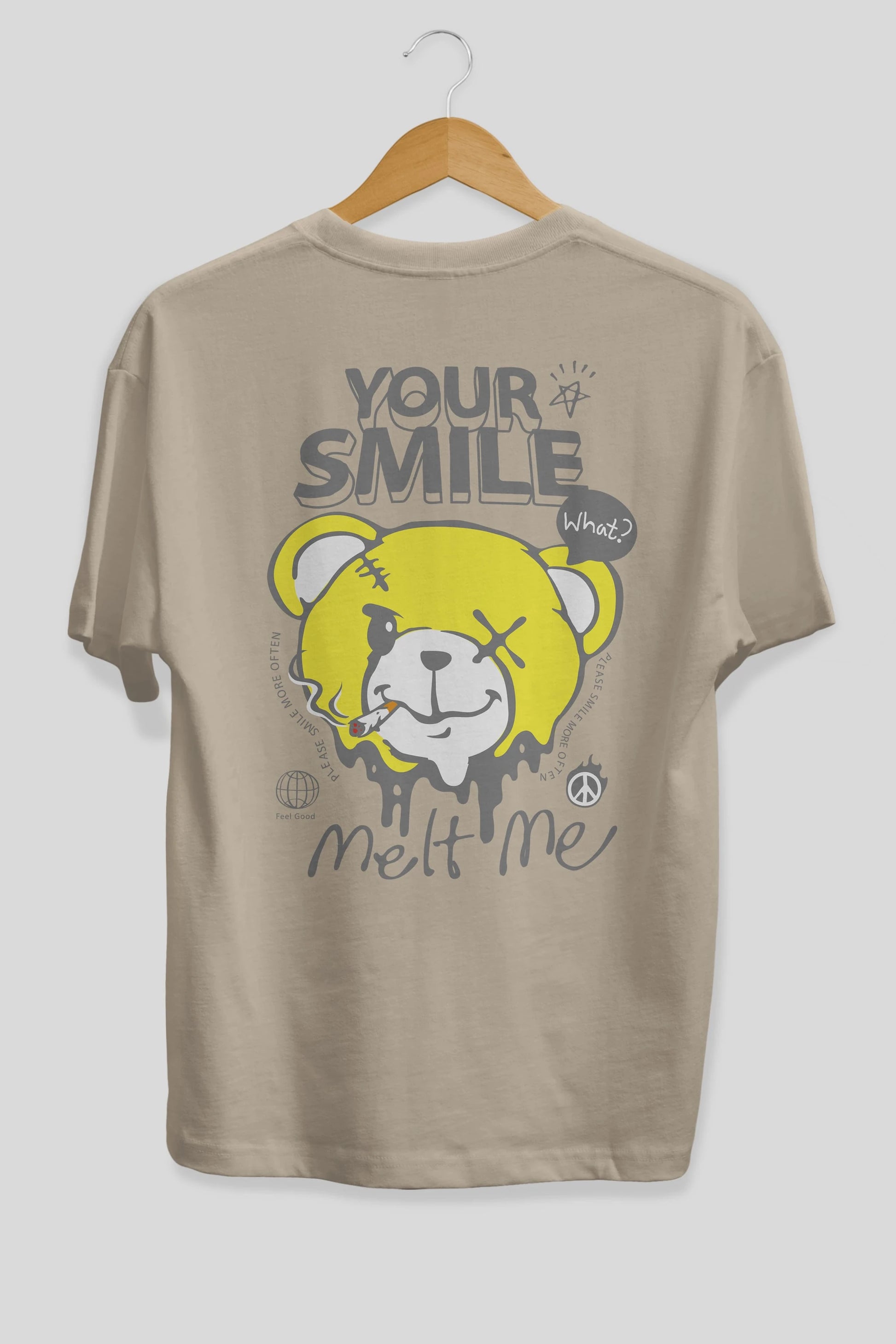 Your Smile Bear Arka Baskılı Oversize t-shirt Erkek Kadın Unisex