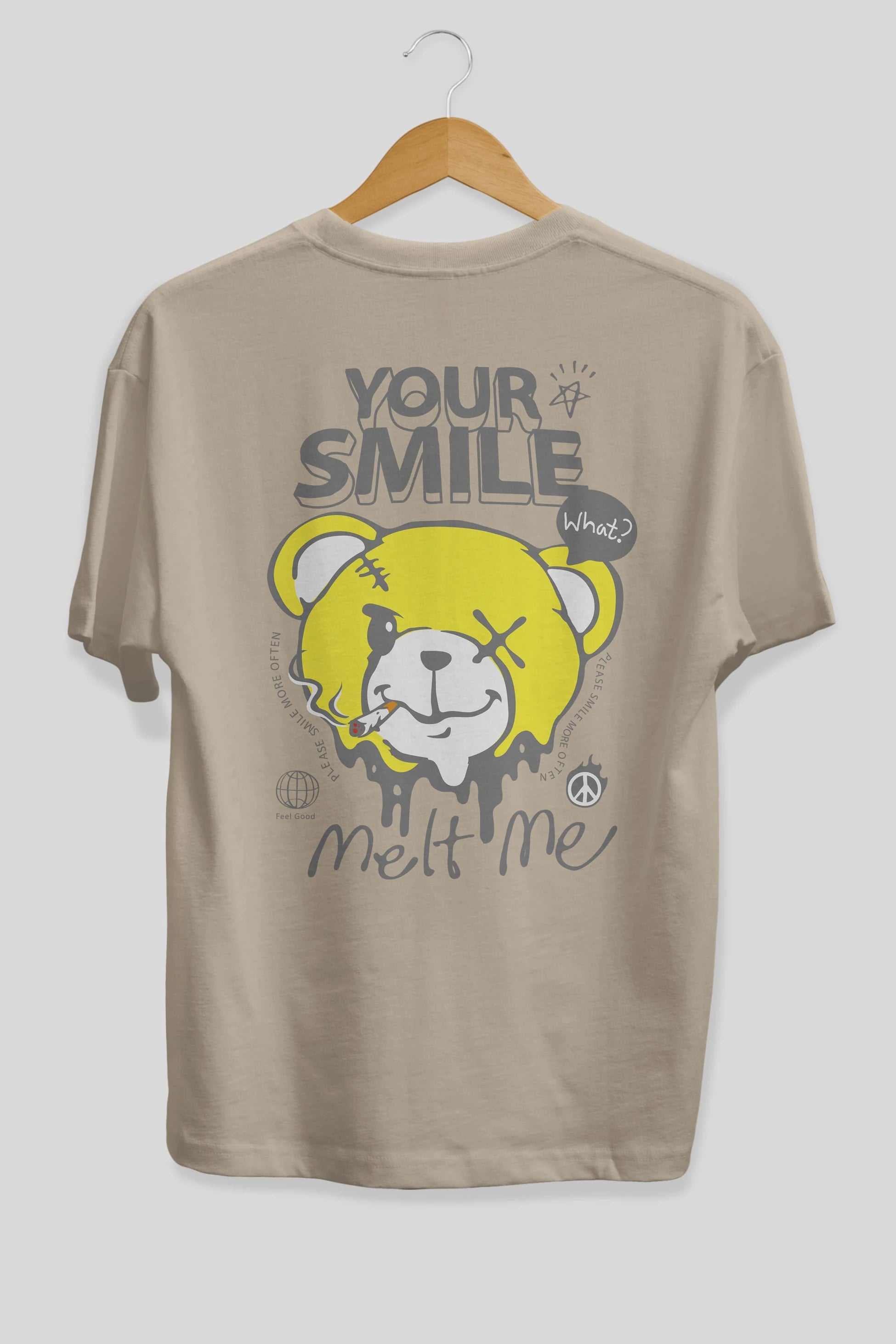 Your Smile Bear Arka Baskılı Oversize t-shirt Erkek Kadın Unisex