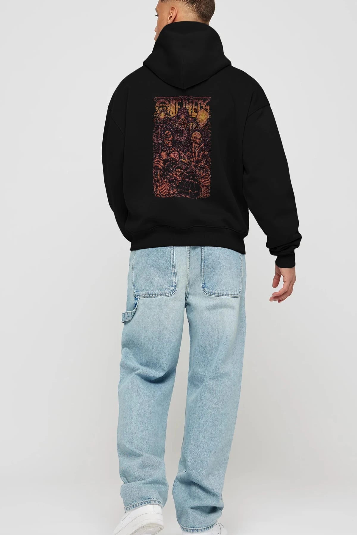 ONE PIECE Anime Arka Baskılı Hoodie Oversize Kapüşonlu Sweatshirt Erkek Kadın Unisex