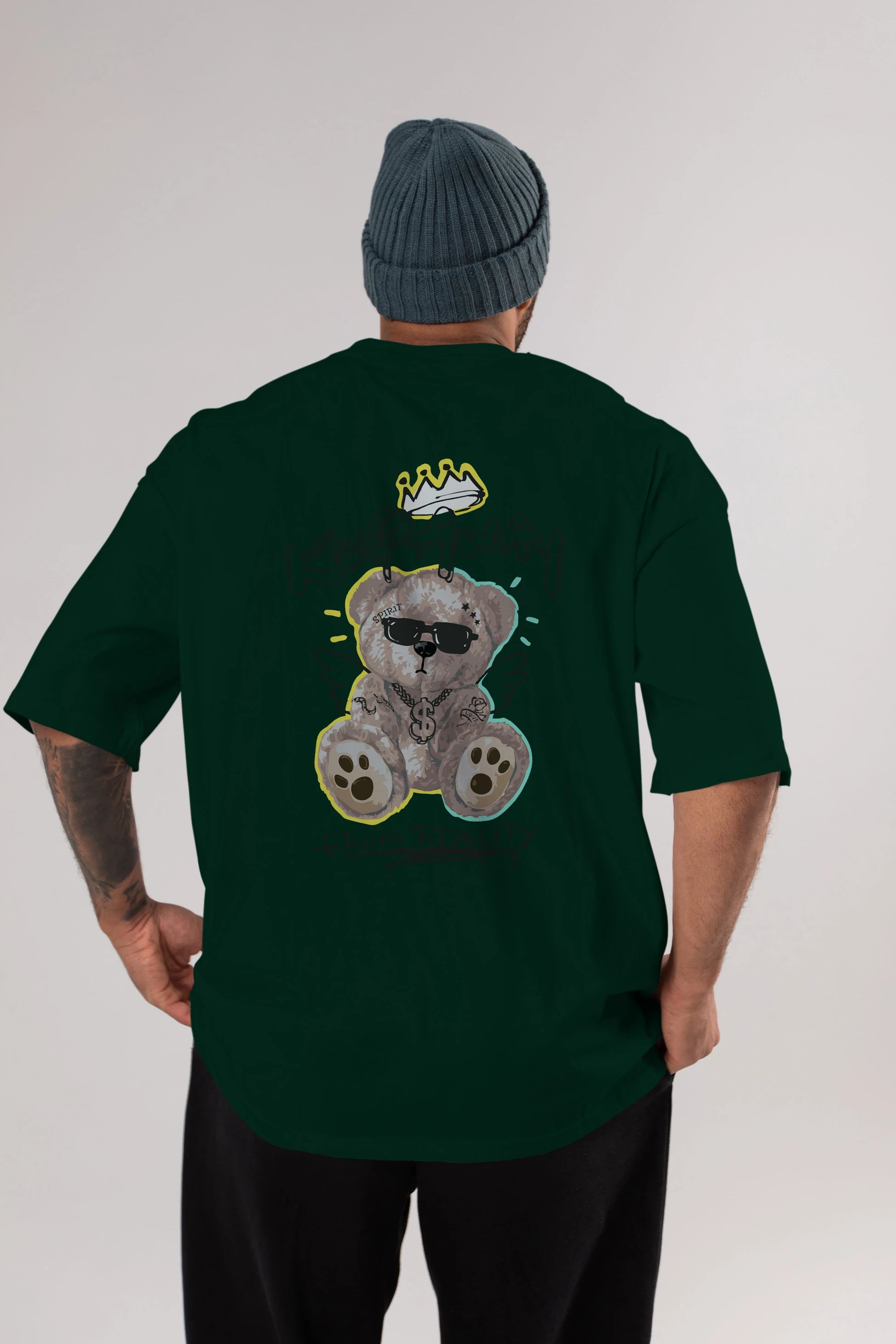 Keep Away Bear 2 Arka Baskılı Oversize t-shirt Erkek Kadın Unisex