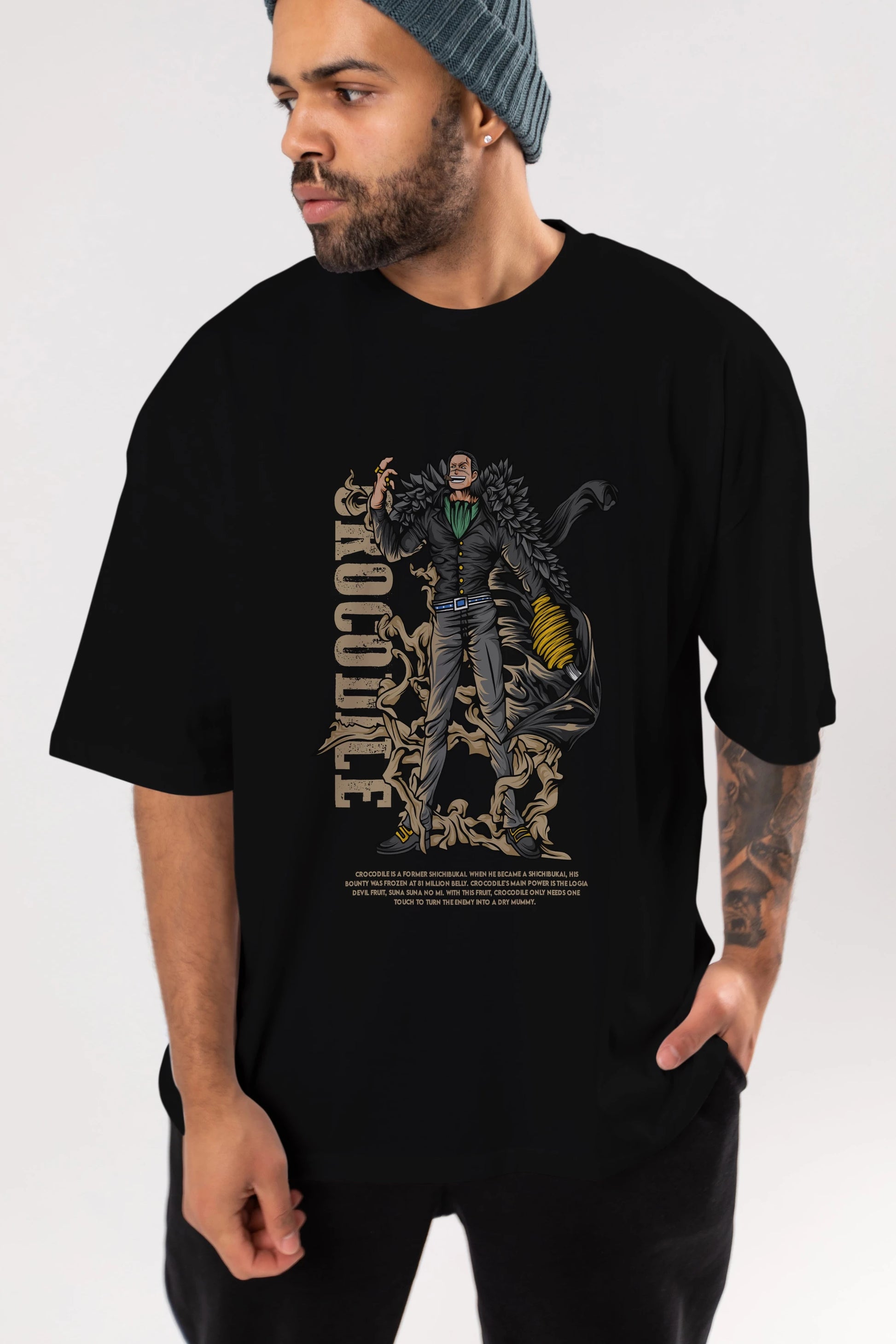 Crocodile Anime Ön Baskılı Oversize t-shirt %100 pamuk Erkek Kadın Unisex
