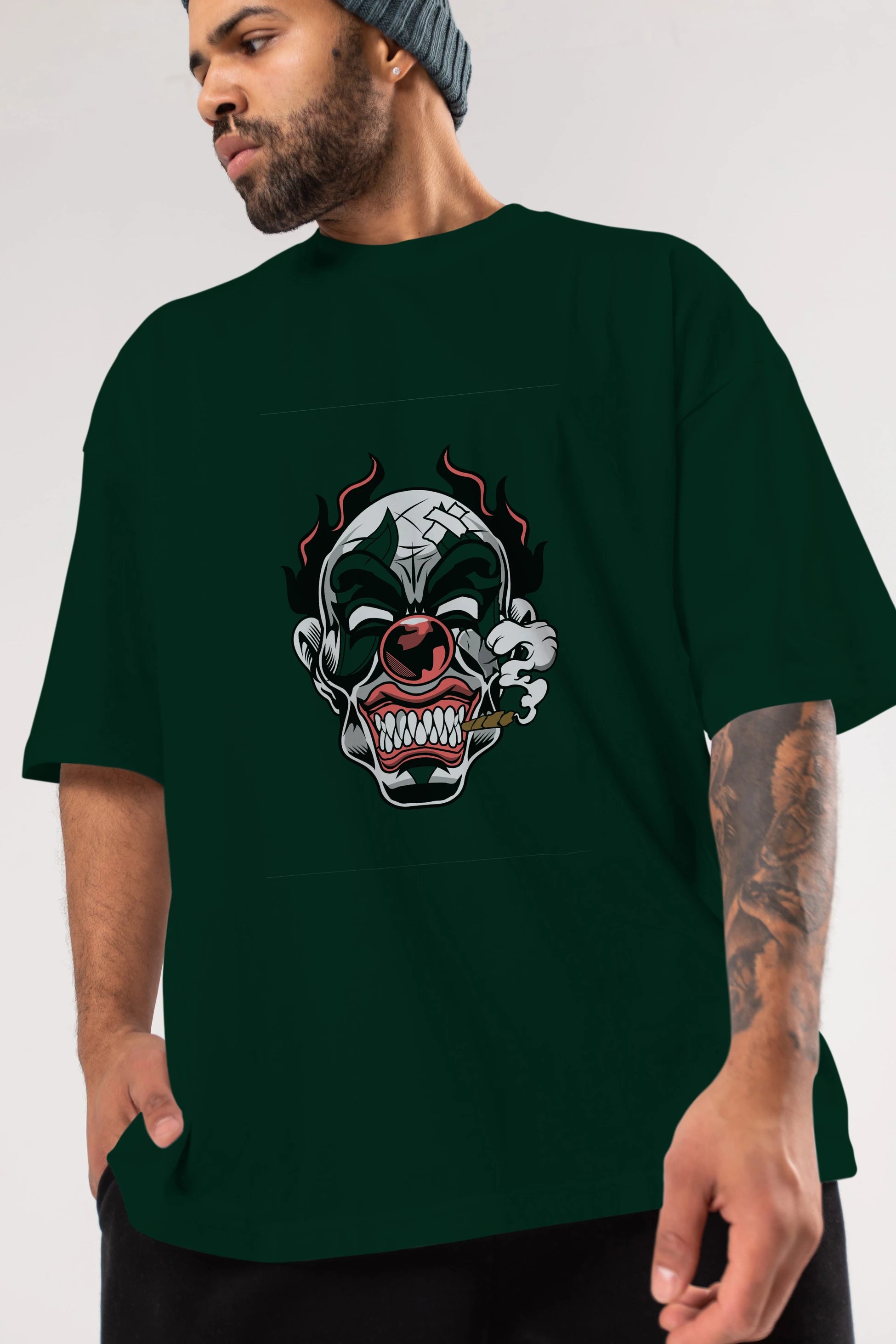 Clown Horror Ön Baskılı Oversize t-shirt Erkek Kadın Unisex %100 Pamuk tişort