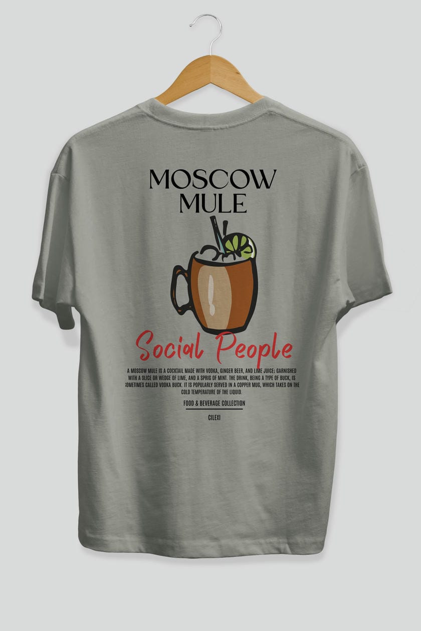 Moscow Mule Kokteyl Serisi Baskılı Oversize t-shirt Erkek Kadın Unisex %100 Pamuk Bisiklet Yaka tişort