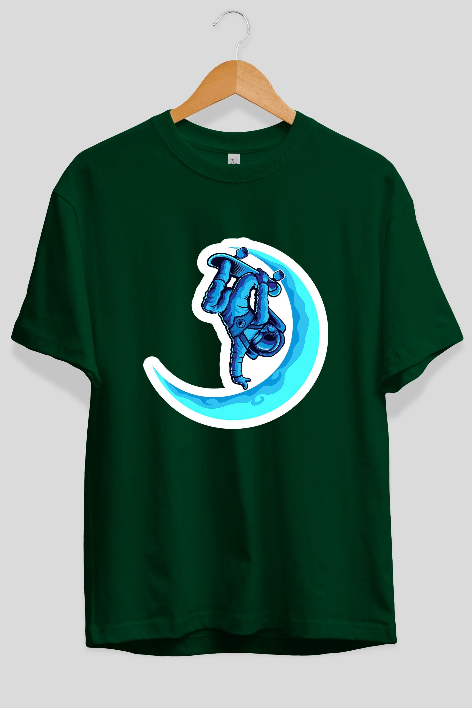 Skating on the moon sticker Ön Baskılı Oversize t-shirt Erkek Kadın Unisex