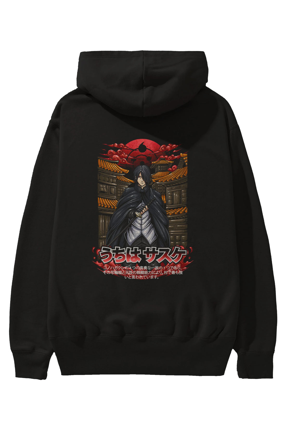 NARUTO SASUKE UCHIHA 1 Anime Arka Baskılı Hoodie Oversize Kapüşonlu Sweatshirt Erkek Kadın Unisex