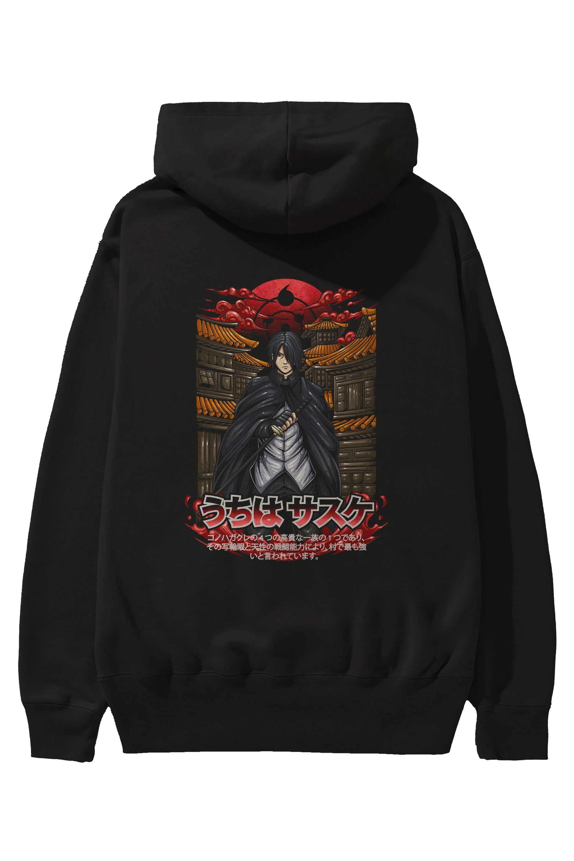 NARUTO SASUKE UCHIHA 1 Anime Arka Baskılı Hoodie Oversize Kapüşonlu Sweatshirt Erkek Kadın Unisex