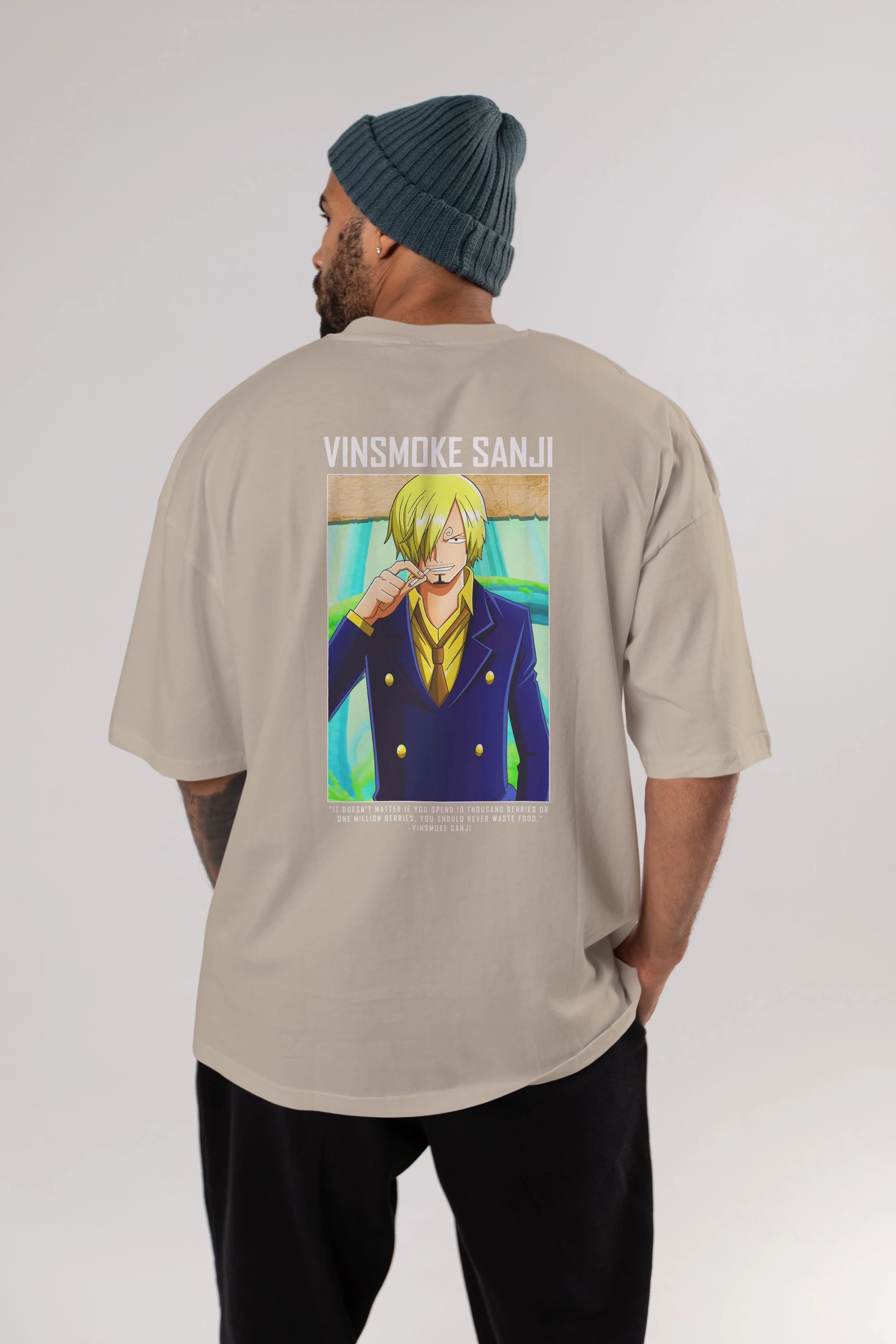 Sanji 2 Anime Arka Baskılı Oversize t-shirt Erkek Kadın Unisex %100 pamuk tişort