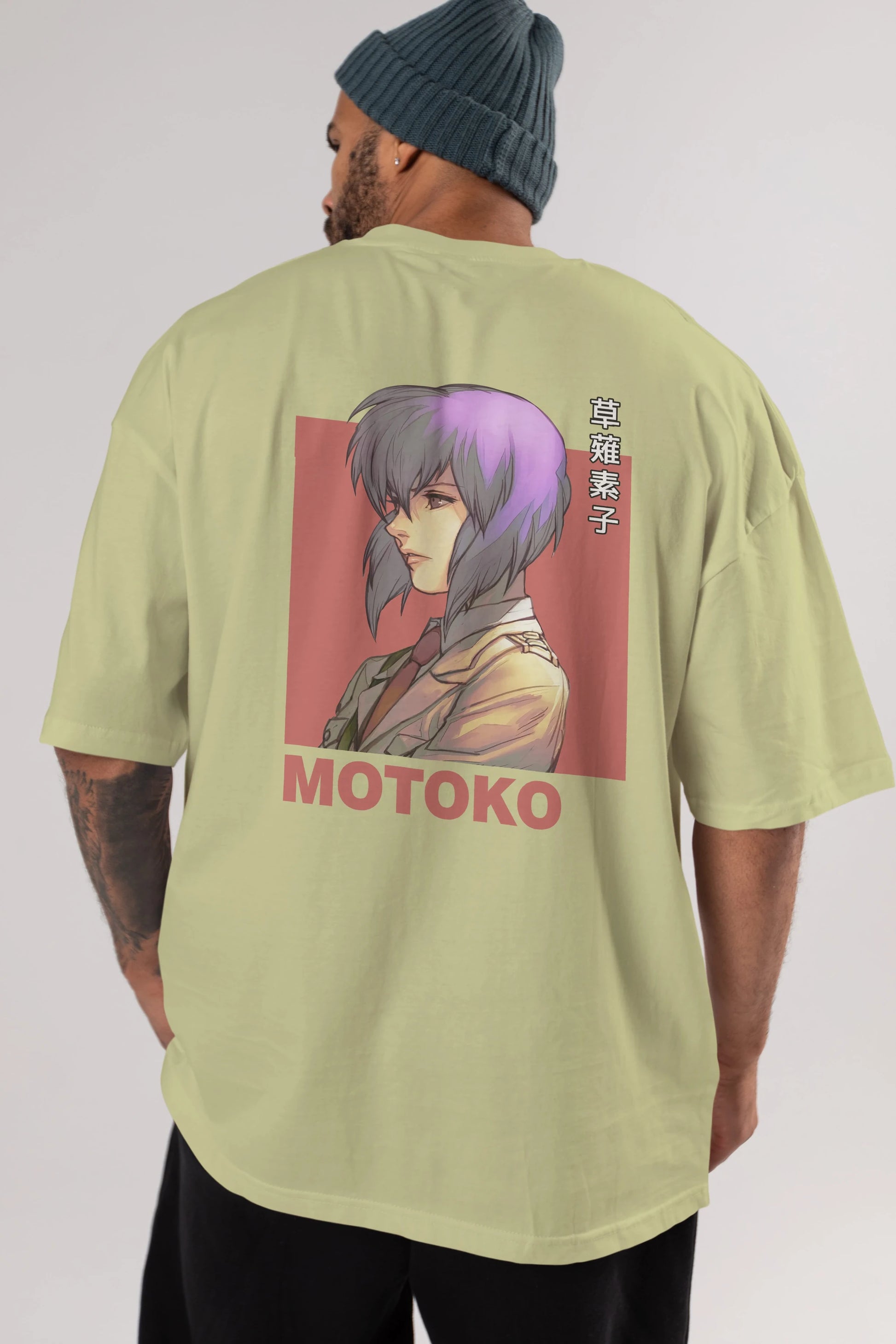 Motoko Kusanagi 12 Anime Arka Baskılı Oversize t-shirt Erkek Kadın Unisex