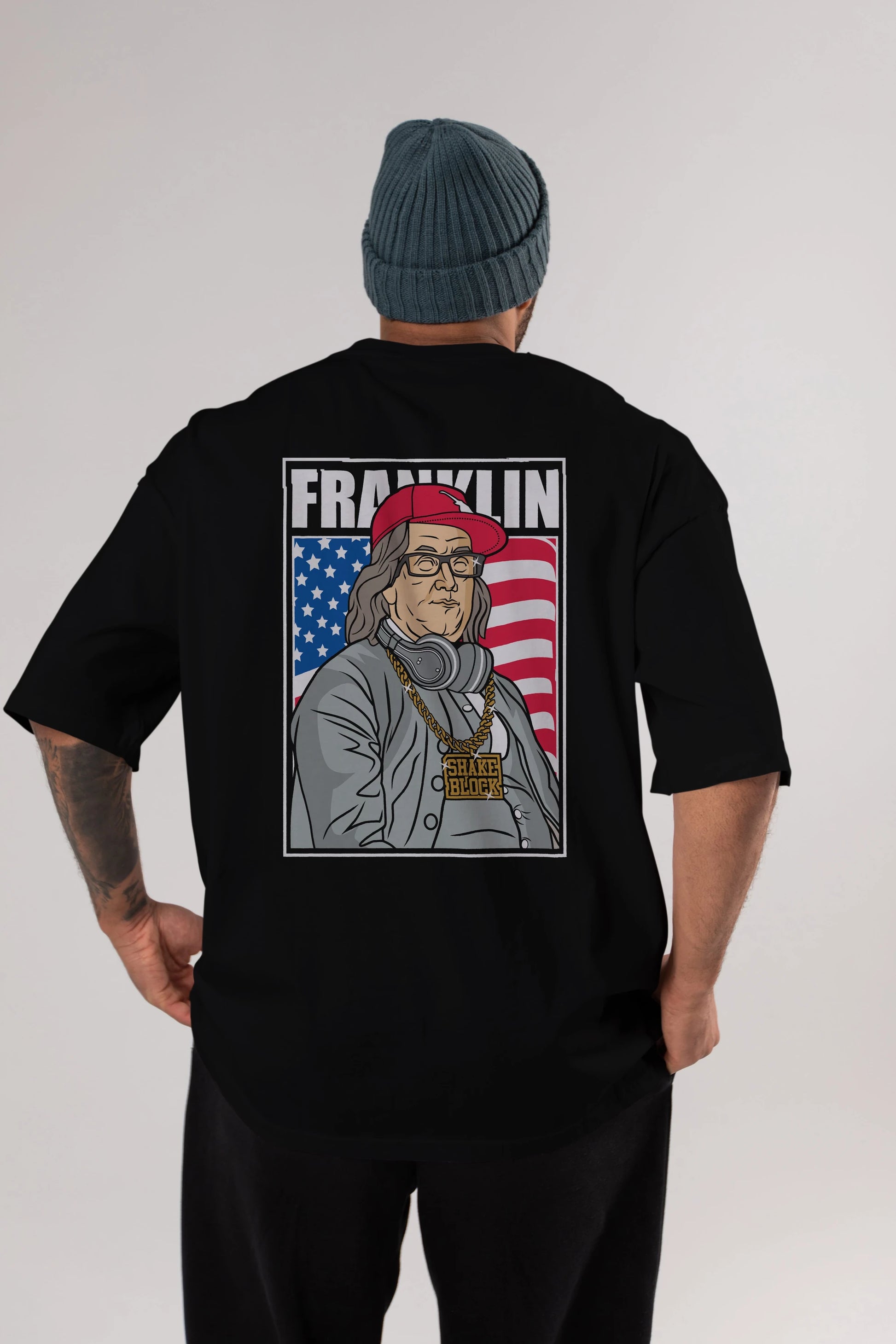 Franklin Rapper Arka Baskılı Oversize t-shirt Erkek Kadın Unisex %100 Pamuk tişort