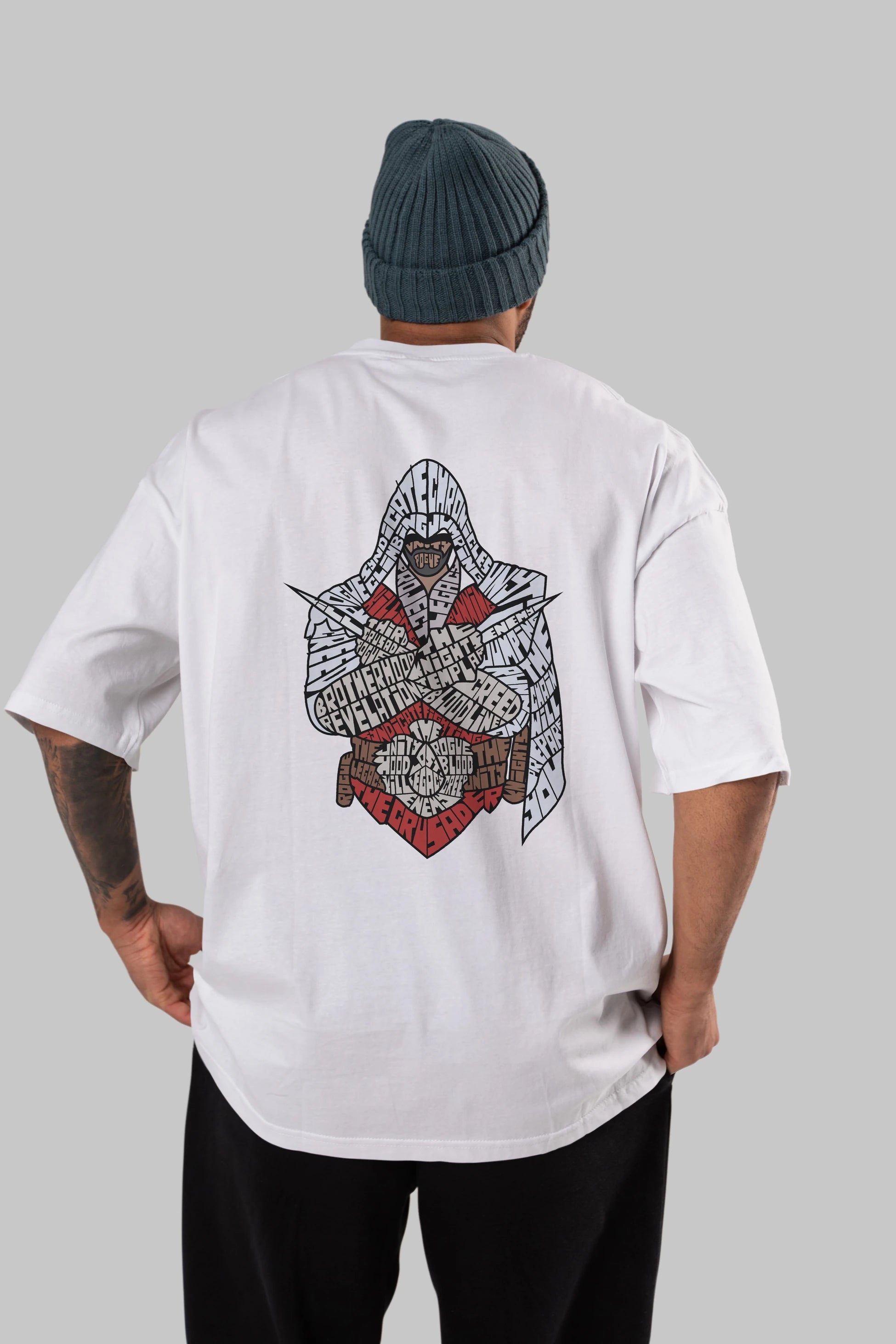 Assassins Arka Baskılı Oversize t-shirt %100 pamuk Erkek Kadın Unisex