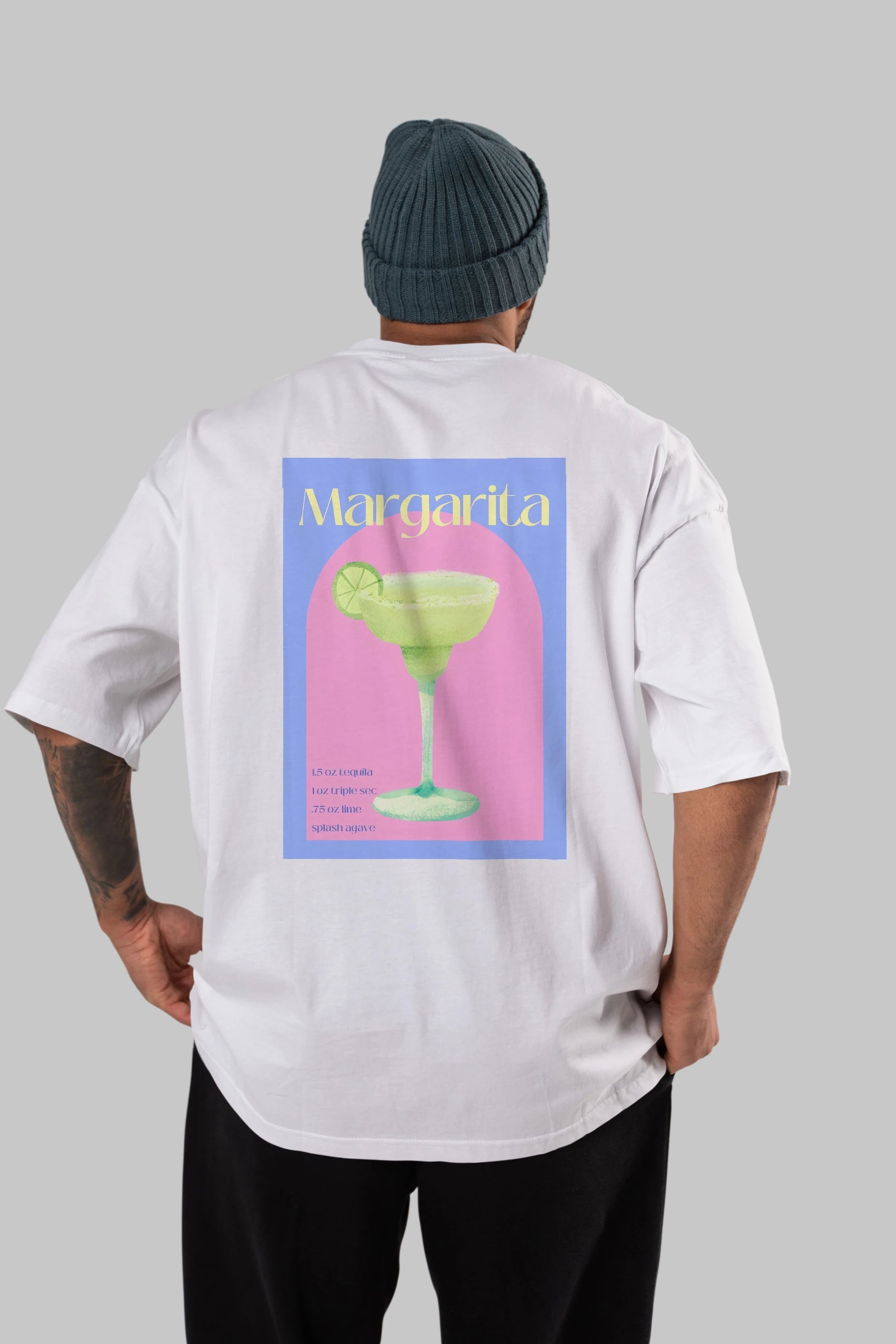 Margarita 6 Arka Baskılı Oversize t-shirt Erkek Kadın Unisex %100 Pamuk Bisiklet Yaka tişort