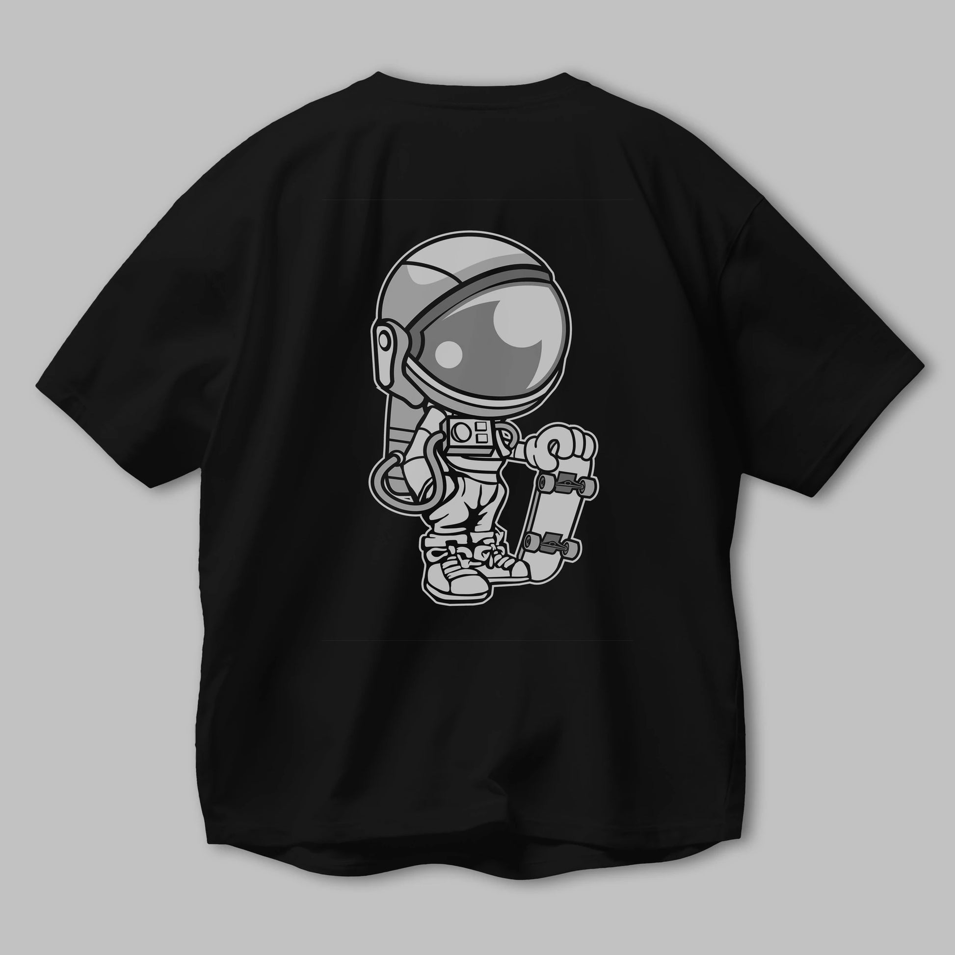 Astronaut Skaterboy Arka Baskılı Oversize t-shirt Erkek Kadın Unisex %100 Pamuk tişort