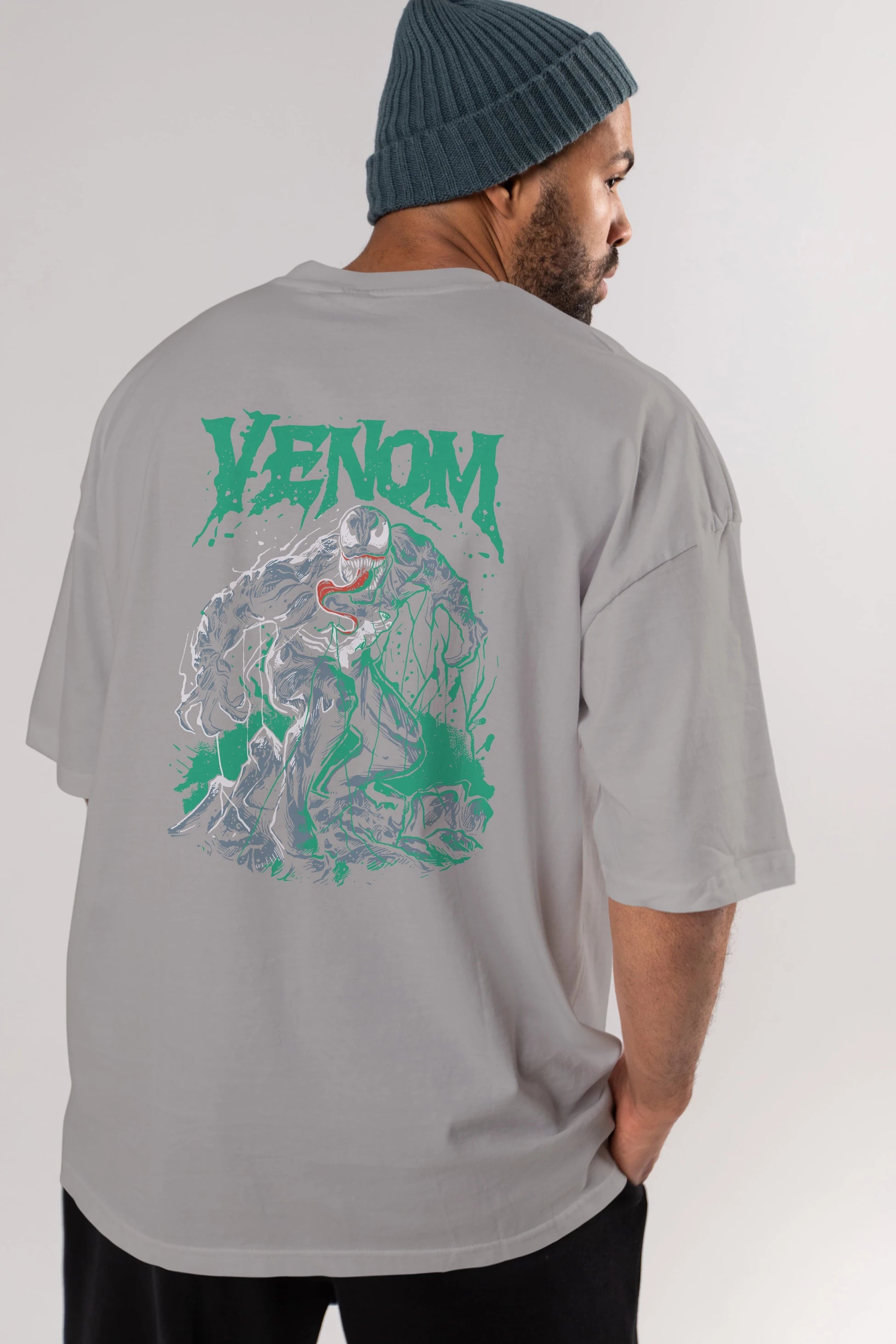 Venom (3) Arka Baskılı Oversize t-shirt Erkek Kadın Unisex %100 Pamuk Bisiklet Yaka tişort