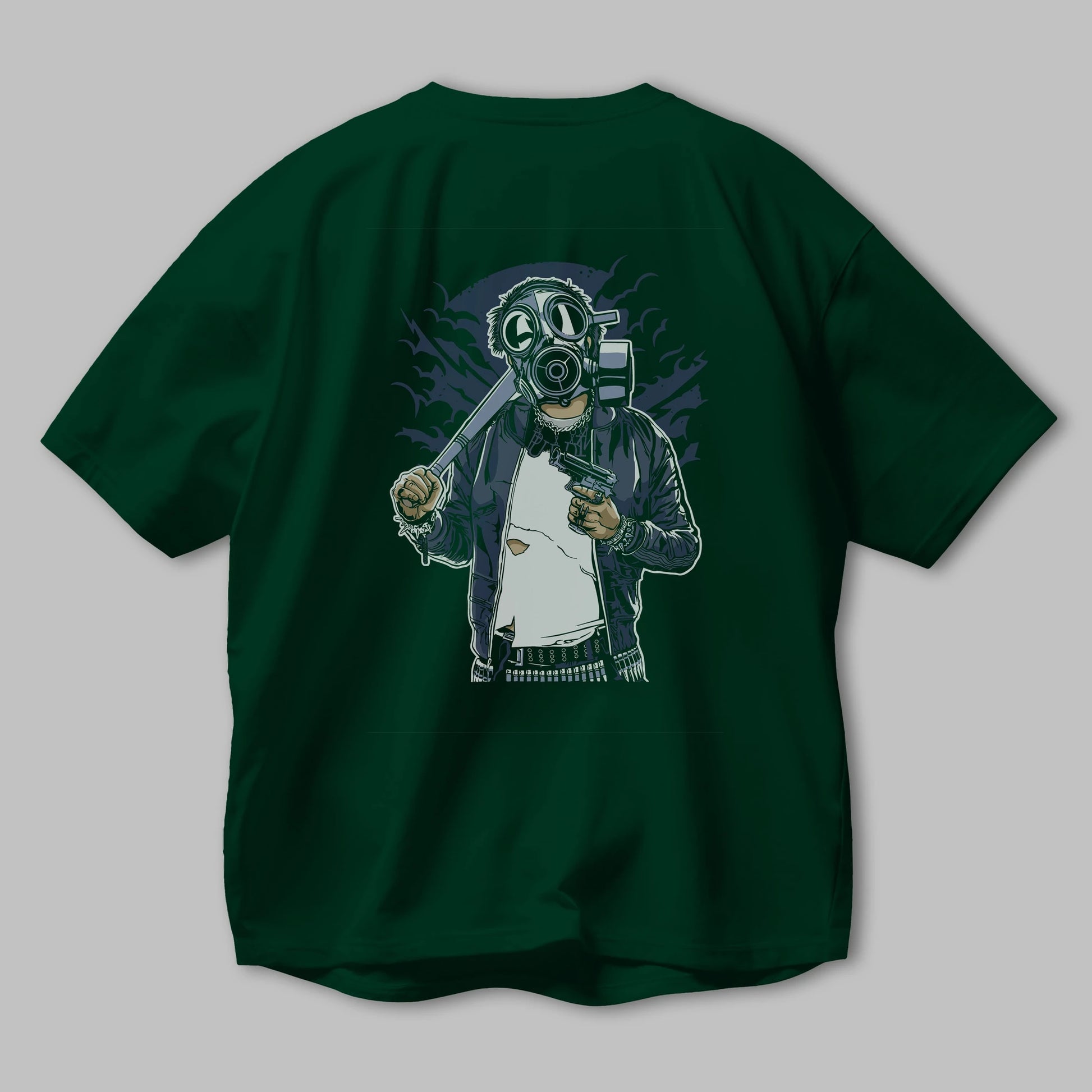 Gasmask Bastard Arka Baskılı Oversize t-shirt Erkek Kadın Unisex %100 Pamuk