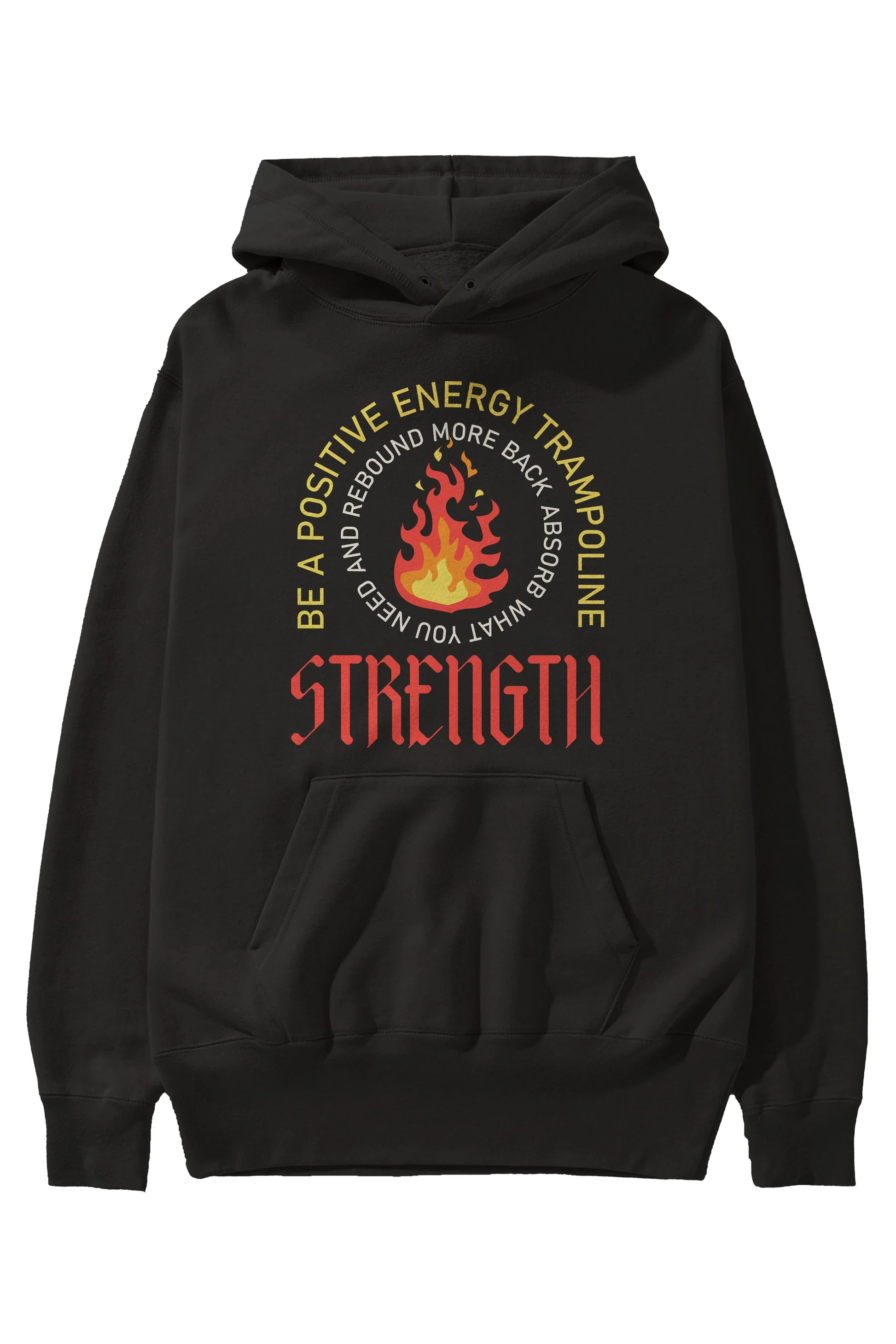 Positive Energy Ön Baskılı Hoodie Oversize Kapüşonlu Sweatshirt Erkek Kadın Unisex