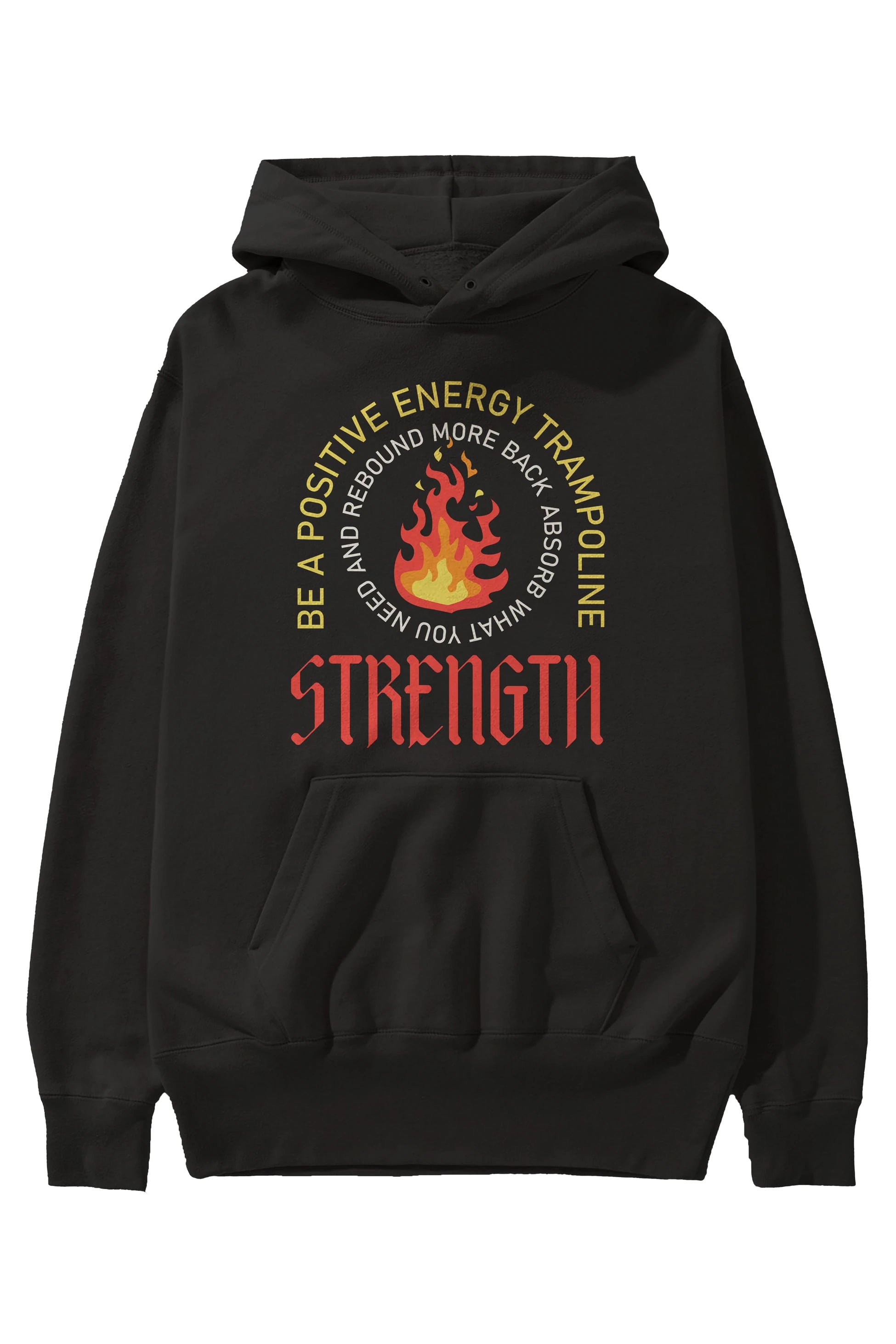 Positive Energy Ön Baskılı Hoodie Oversize Kapüşonlu Sweatshirt Erkek Kadın Unisex