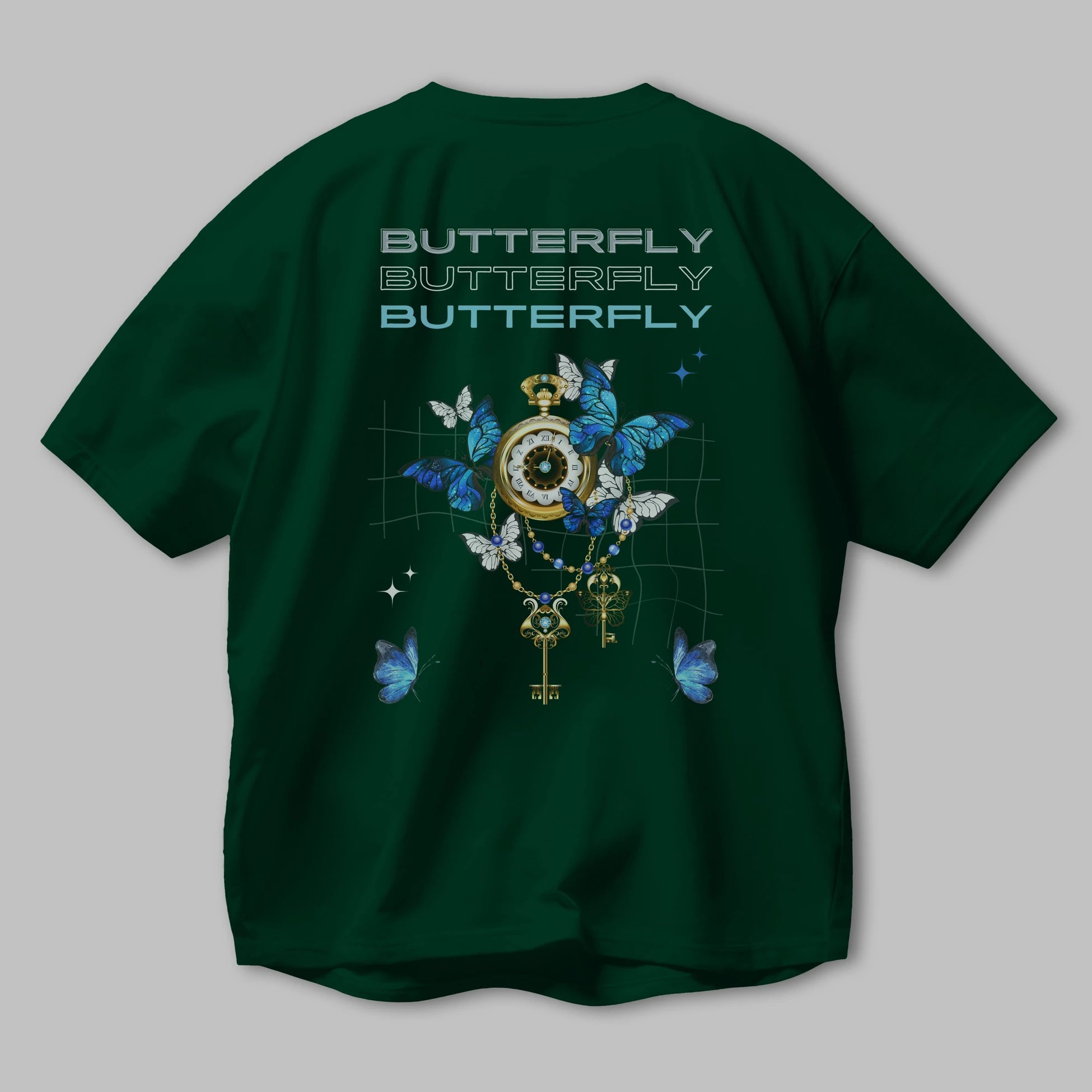 Butterfly Yazılı Arka Baskılı Oversize t-shirt Erkek Kadın Unisex