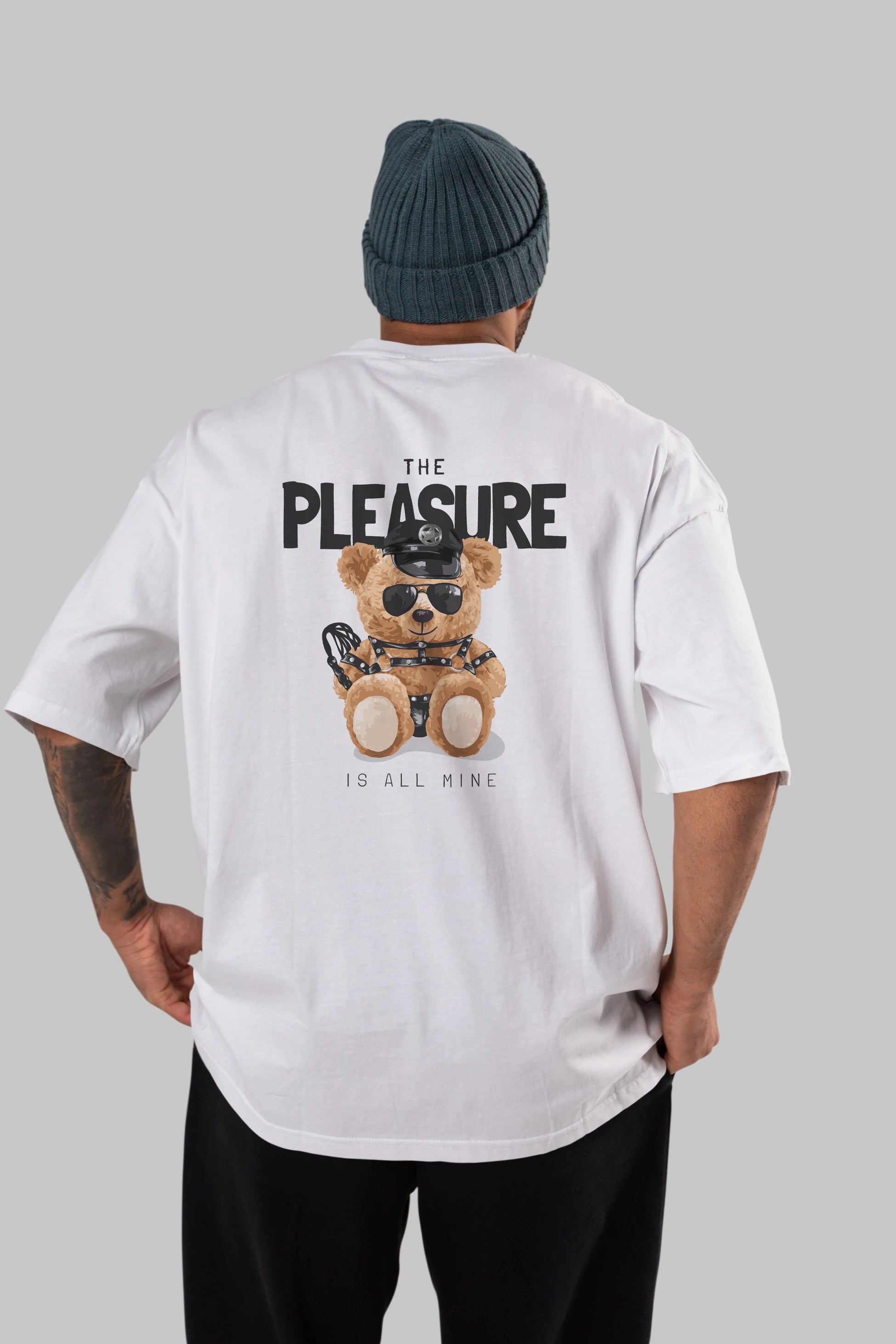 Teddy Bear The Pleasure Arka Baskılı Oversize t-shirt Erkek Kadın Unisex %100 Pamuk