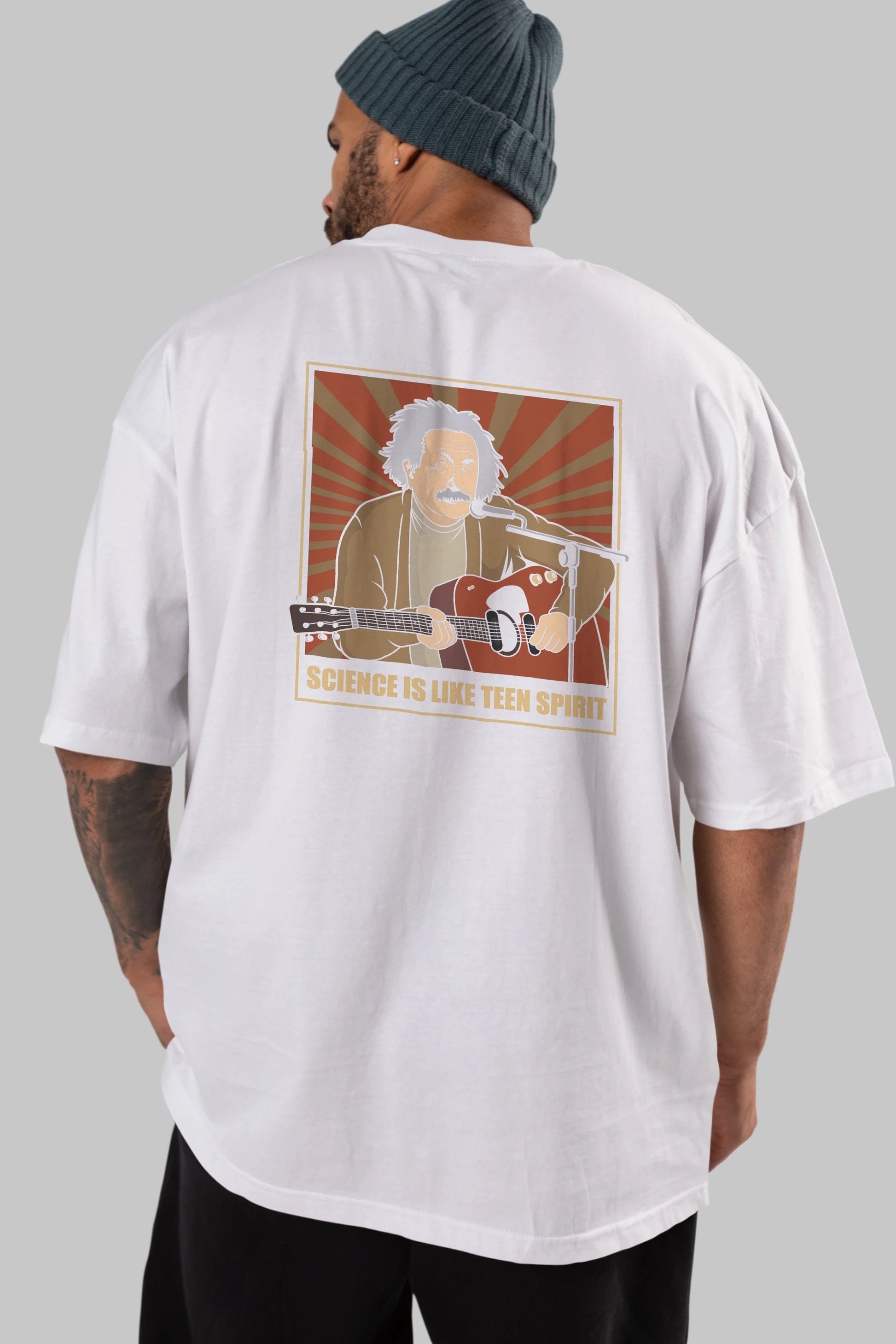 Kurt Einstein Arka Baskılı Oversize t-shirt Erkek Kadın Unisex %100 Pamuk tişort
