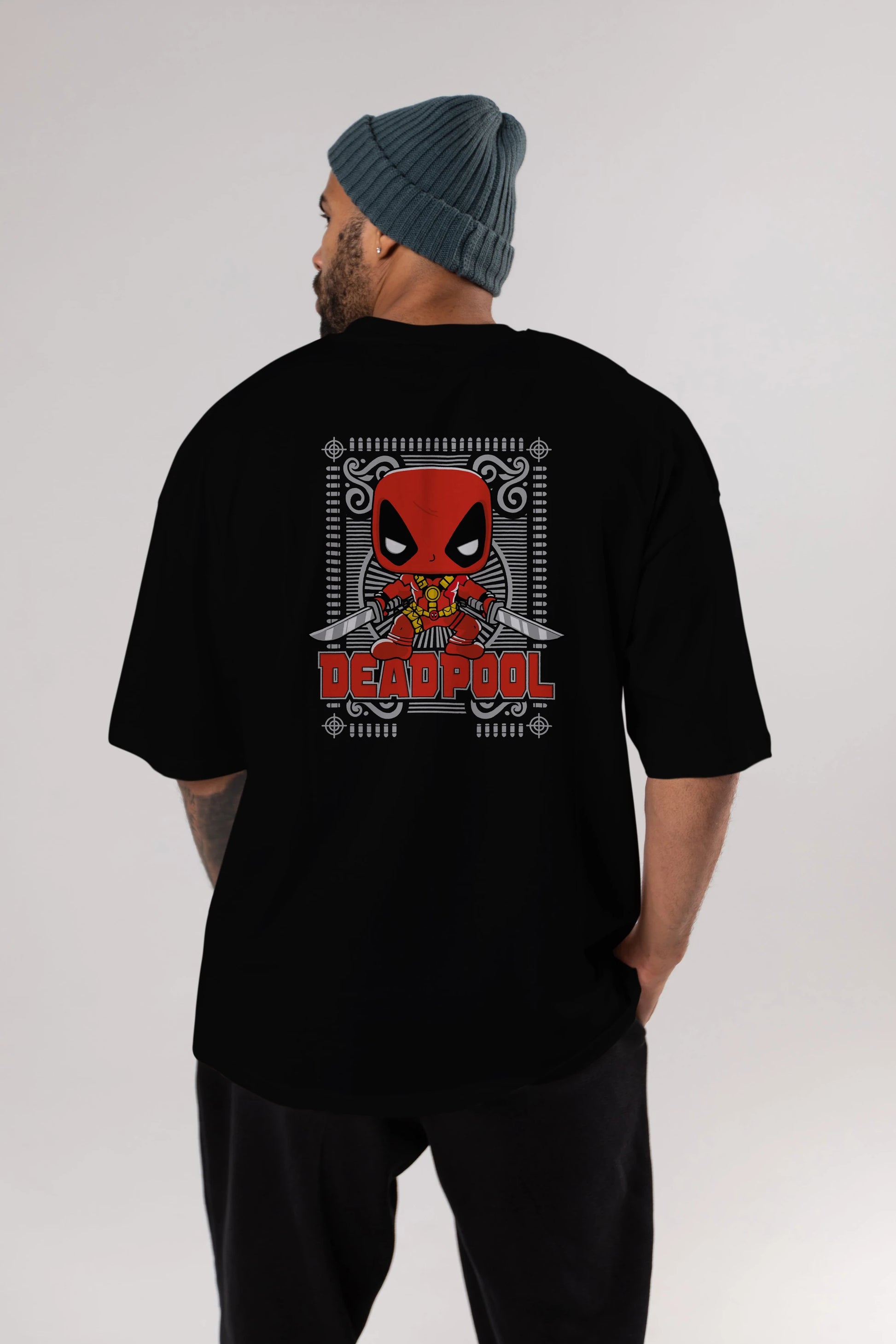 Deadpool (17) Arka Baskılı Oversize t-shirt Erkek Kadın Unisex %100 Pamuk Bisiklet Yaka tişort