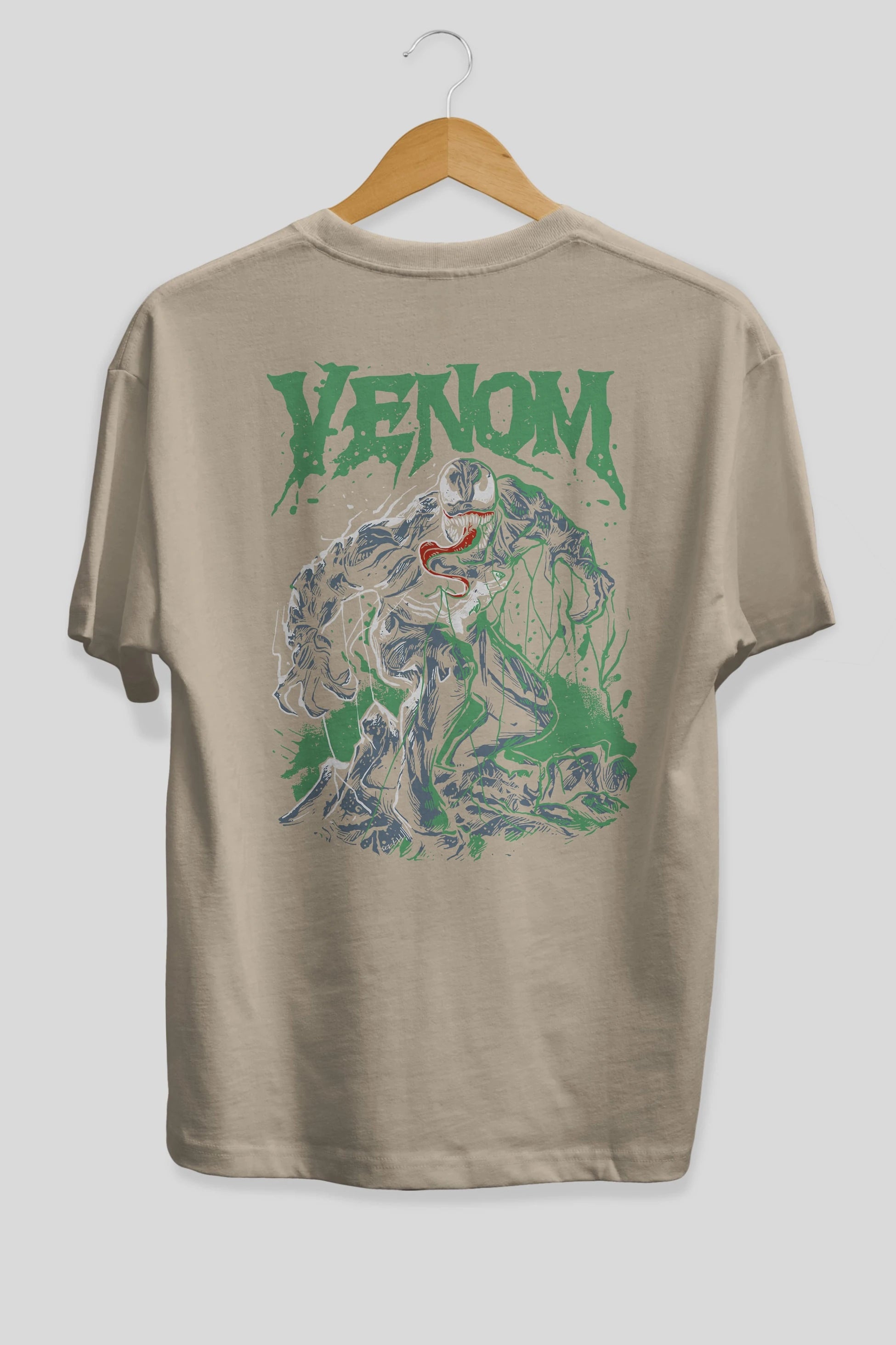 Venom (3) Arka Baskılı Oversize t-shirt Erkek Kadın Unisex %100 Pamuk Bisiklet Yaka tişort