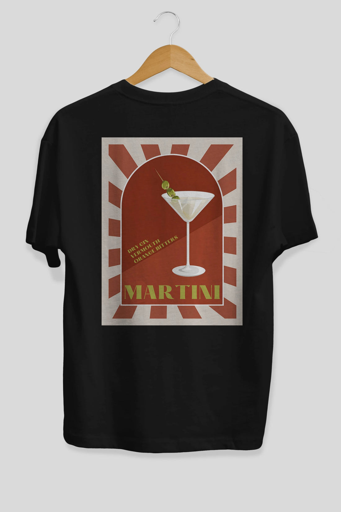 Martini 2 Arka Baskılı Oversize t-shirt Erkek Kadın Unisex %100 Pamuk Bisiklet Yaka tişort