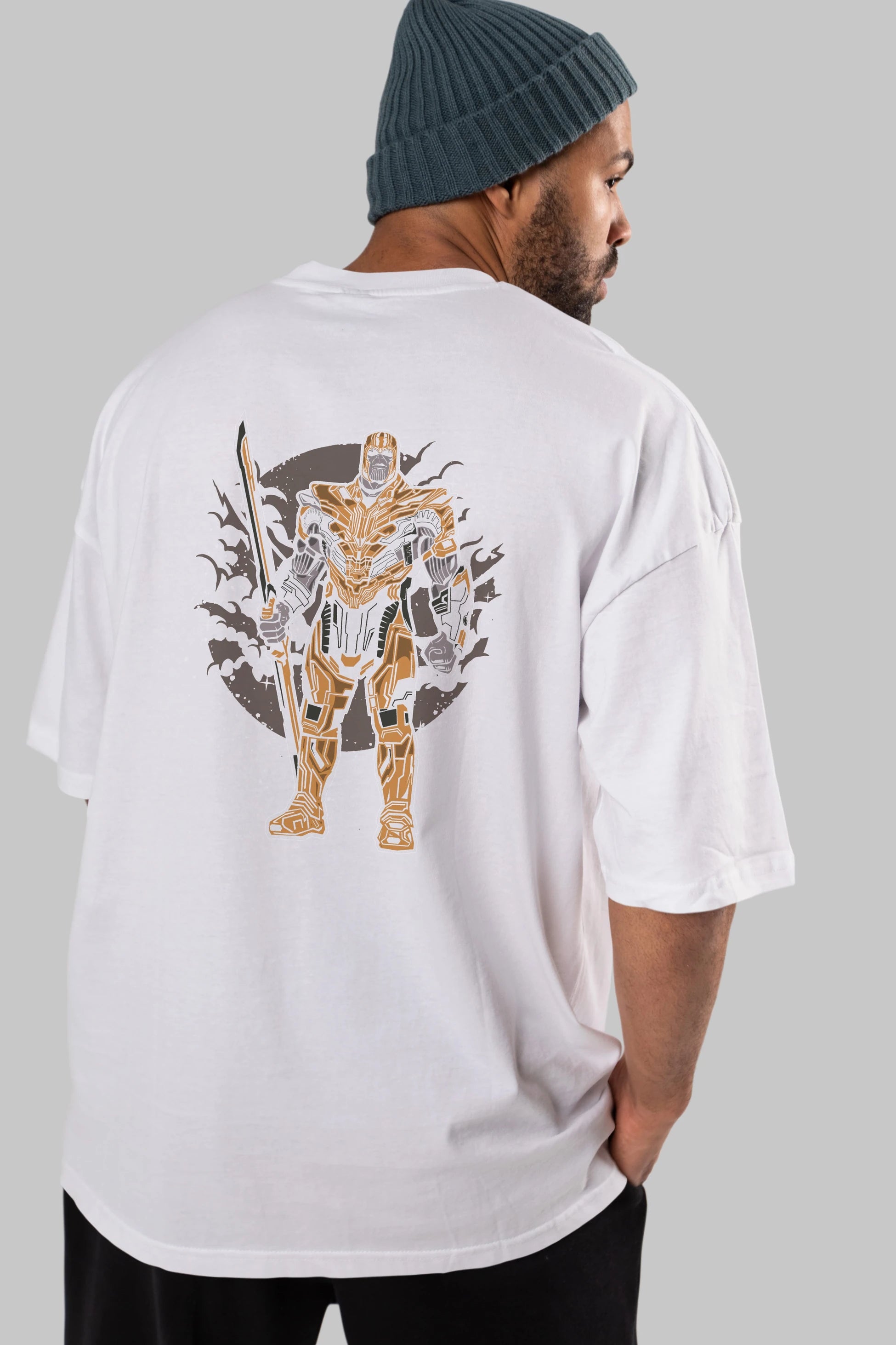 Thanos Arka Baskılı Oversize t-shirt Erkek Kadın Unisex %100 Pamuk