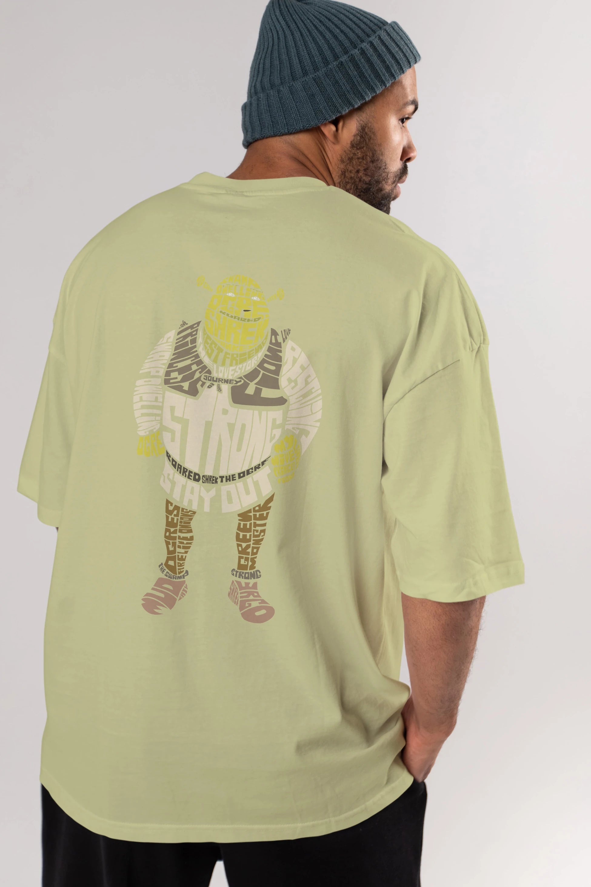 Shrek Arka Baskılı Oversize t-shirt %100 pamuk Erkek Kadın Unisex