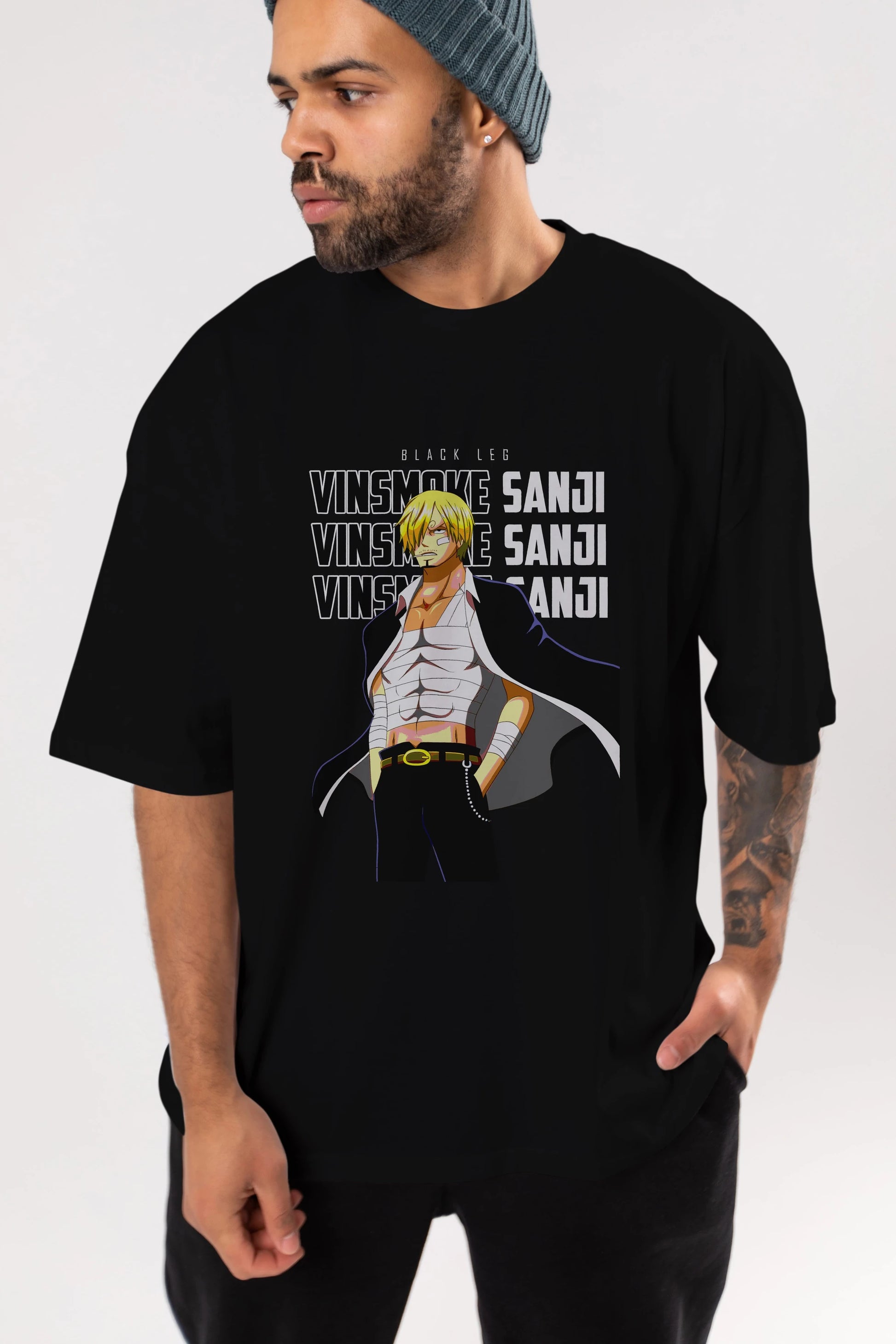 Sanji Anime Ön Baskılı Oversize t-shirt Erkek Kadın Unisex