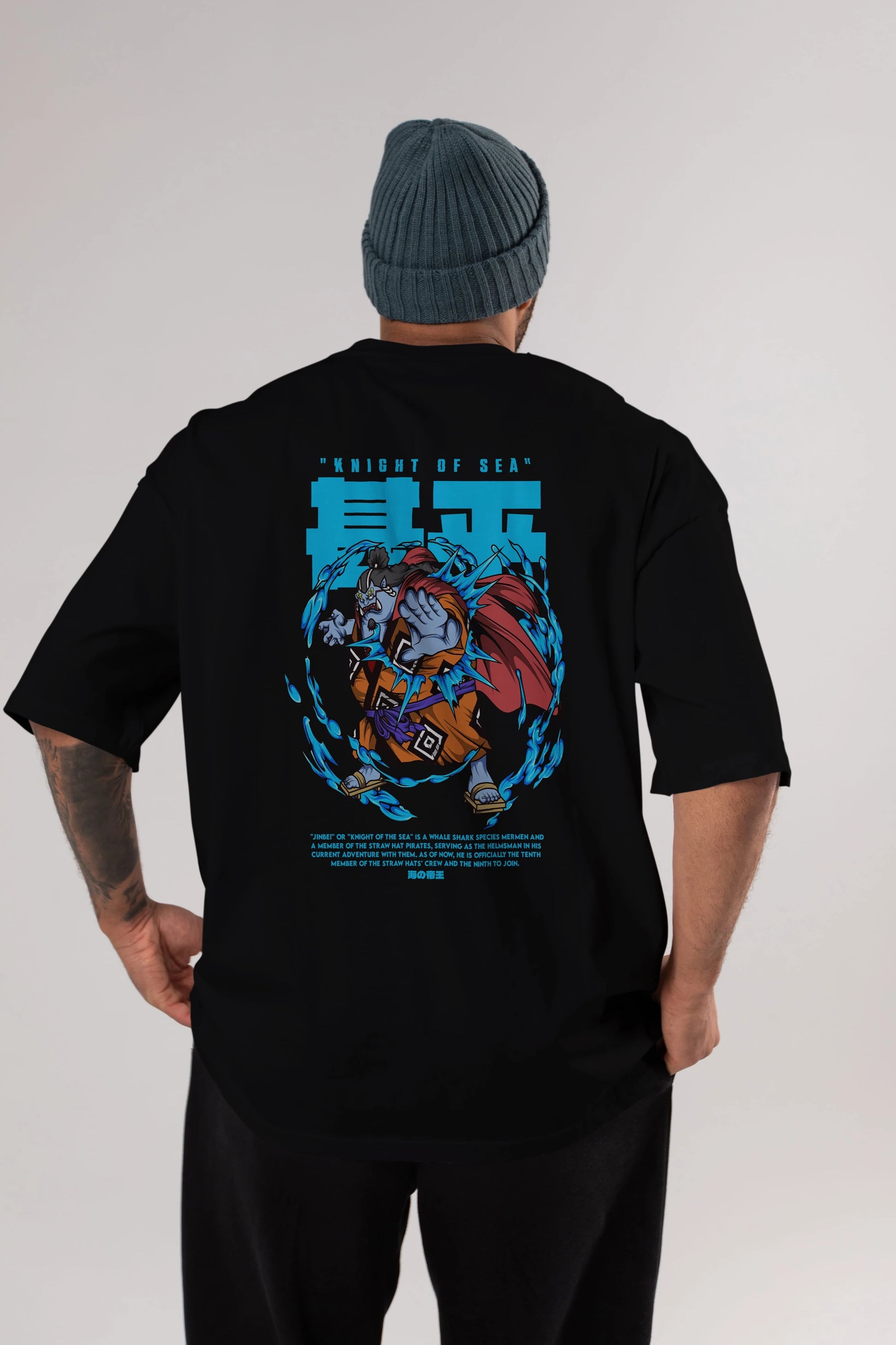 Jinbei Anime Arka Baskılı Oversize t-shirt Erkek Kadın Unisex