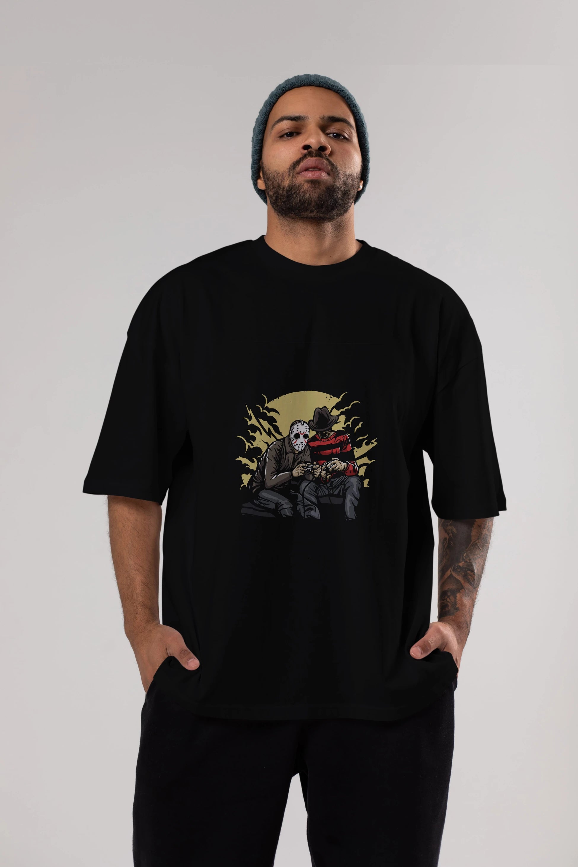 Dark Gamers Ön Baskılı Oversize t-shirt Erkek Kadın Unisex %100 Pamuk tişort