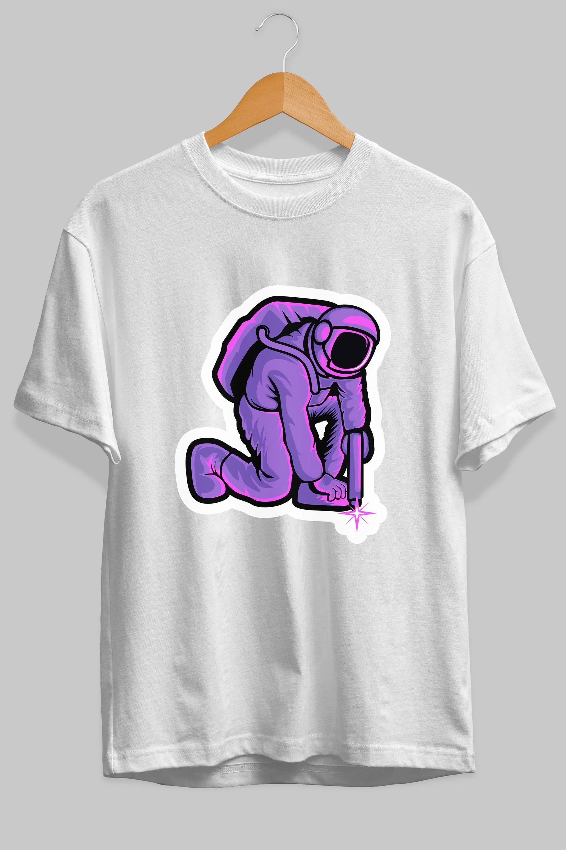 Welding in Space Sticker Ön Baskılı Oversize t-shirt Erkek Kadın Unisex