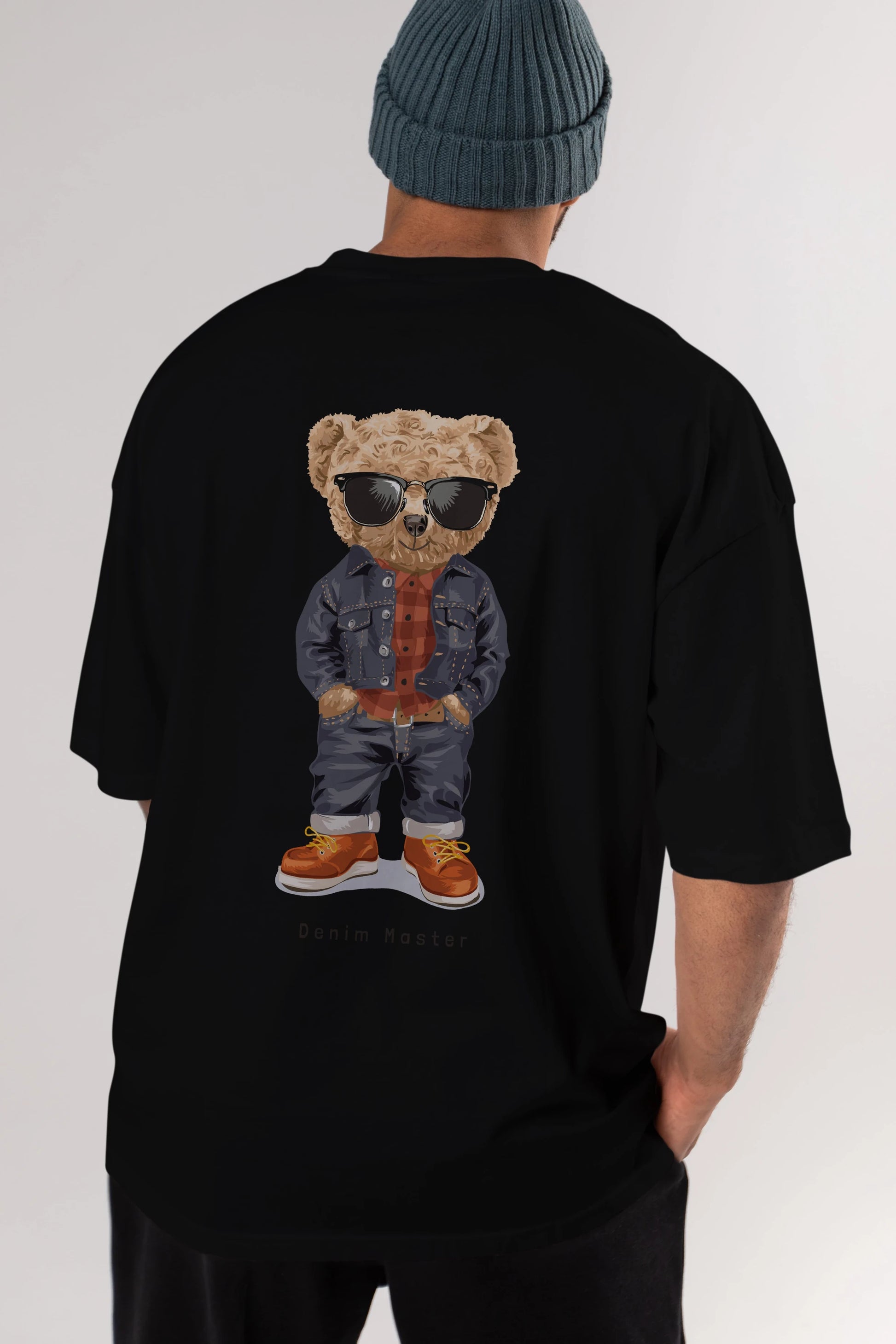 Teddy Bear Tarz Arka Baskılı Oversize t-shirt Erkek Kadın Unisex %100 Pamuk