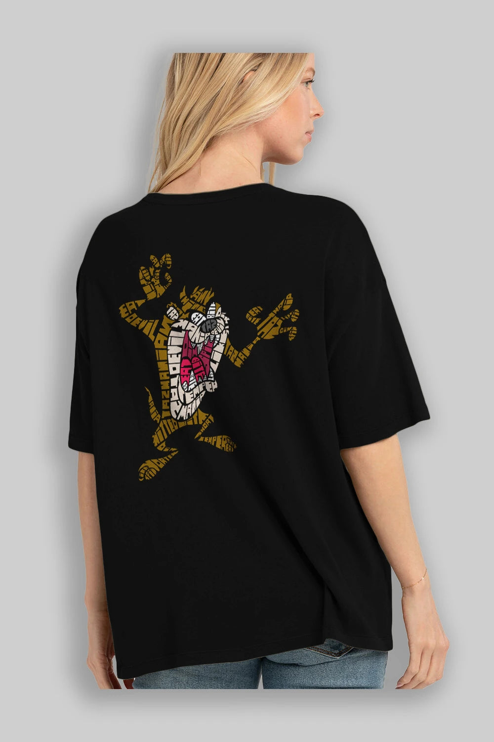 Tazmania Arka Baskılı Oversize t-shirt %100 pamuk Erkek Kadın Unisex