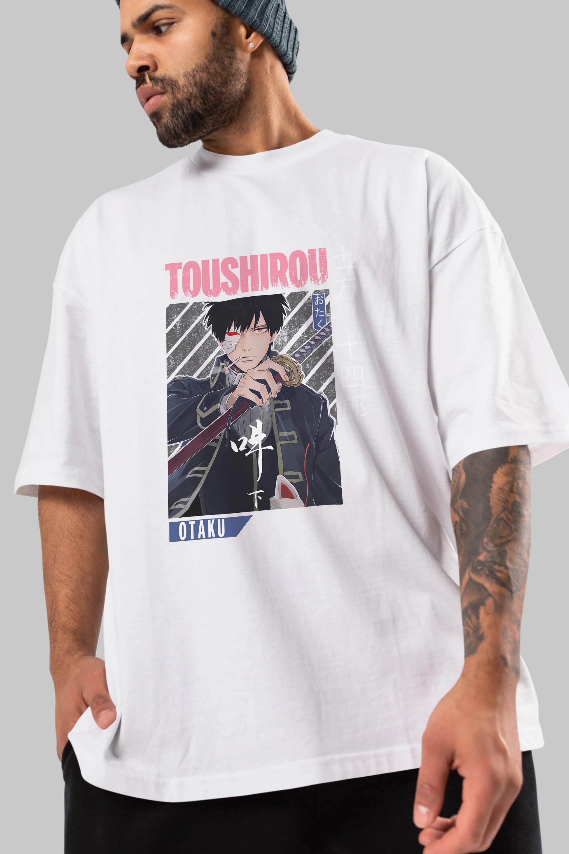 Toushirou Hijikata 1 Anime Ön Baskılı Oversize t-shirt %100 pamuk Erkek Kadın Unisex