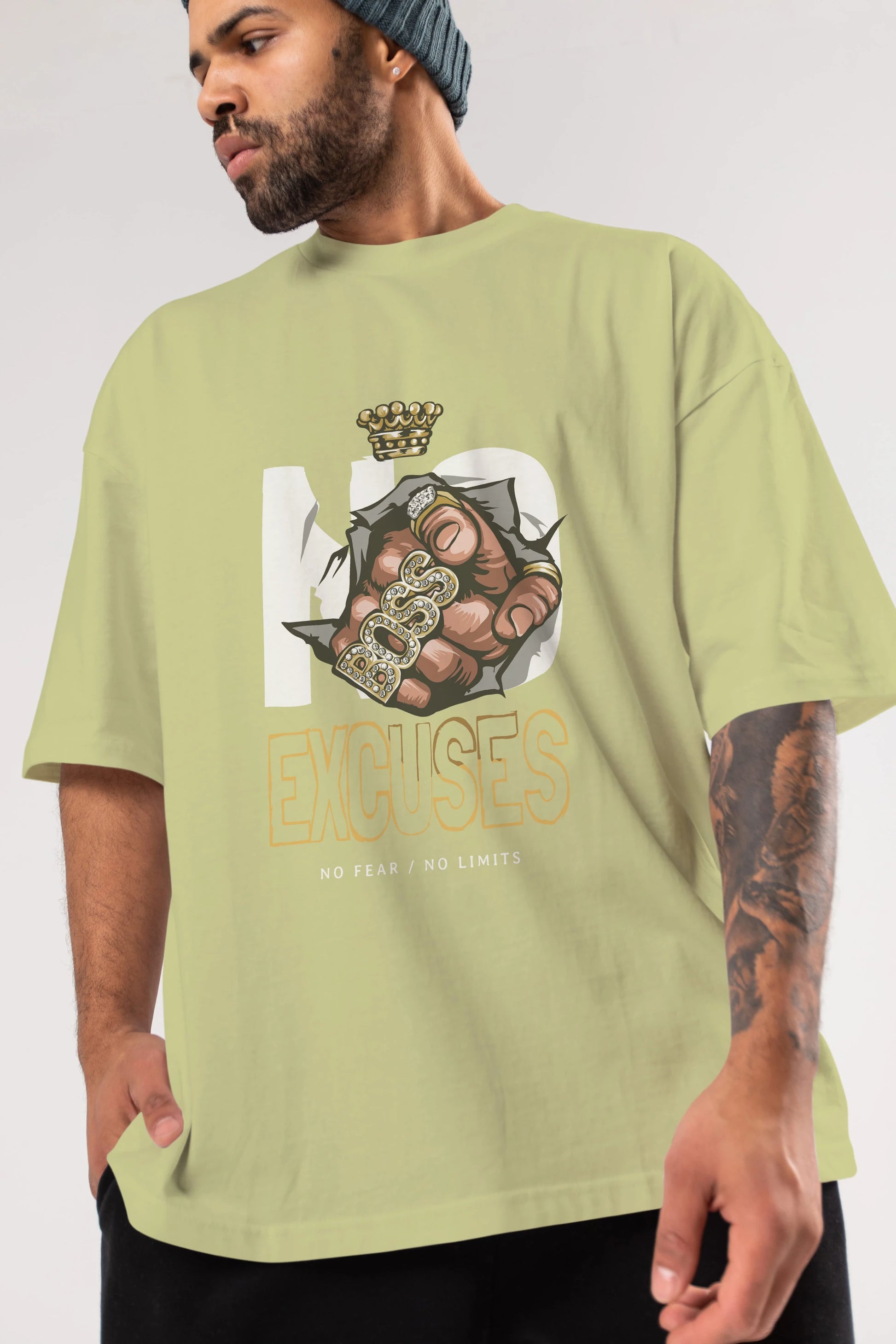 No Excuses Ön Baskılı Oversize t-shirt Erkek Kadın Unisex
