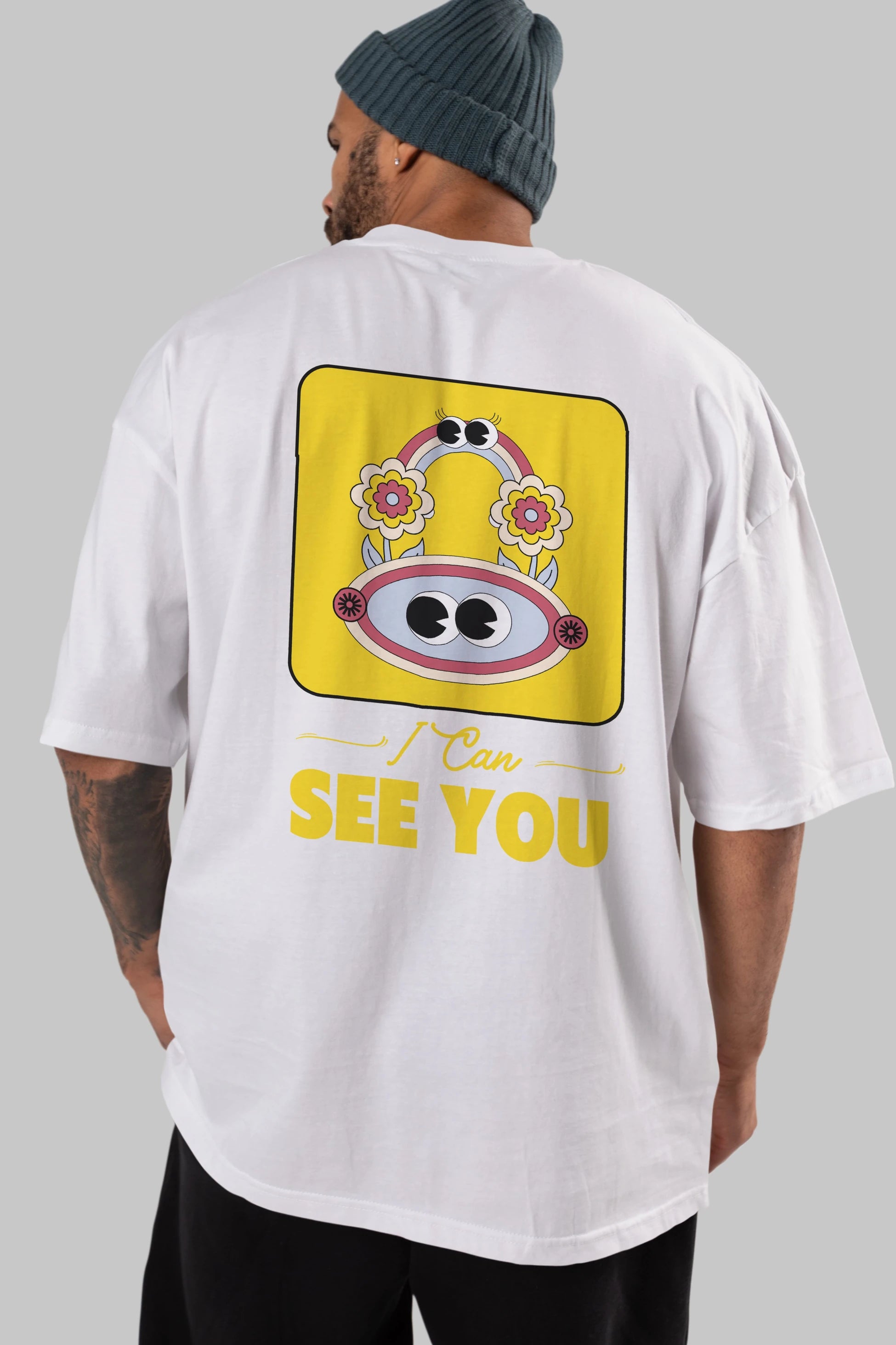 I Can See You Yazılı Arka Baskılı Oversize t-shirt Erkek Kadın Unisex