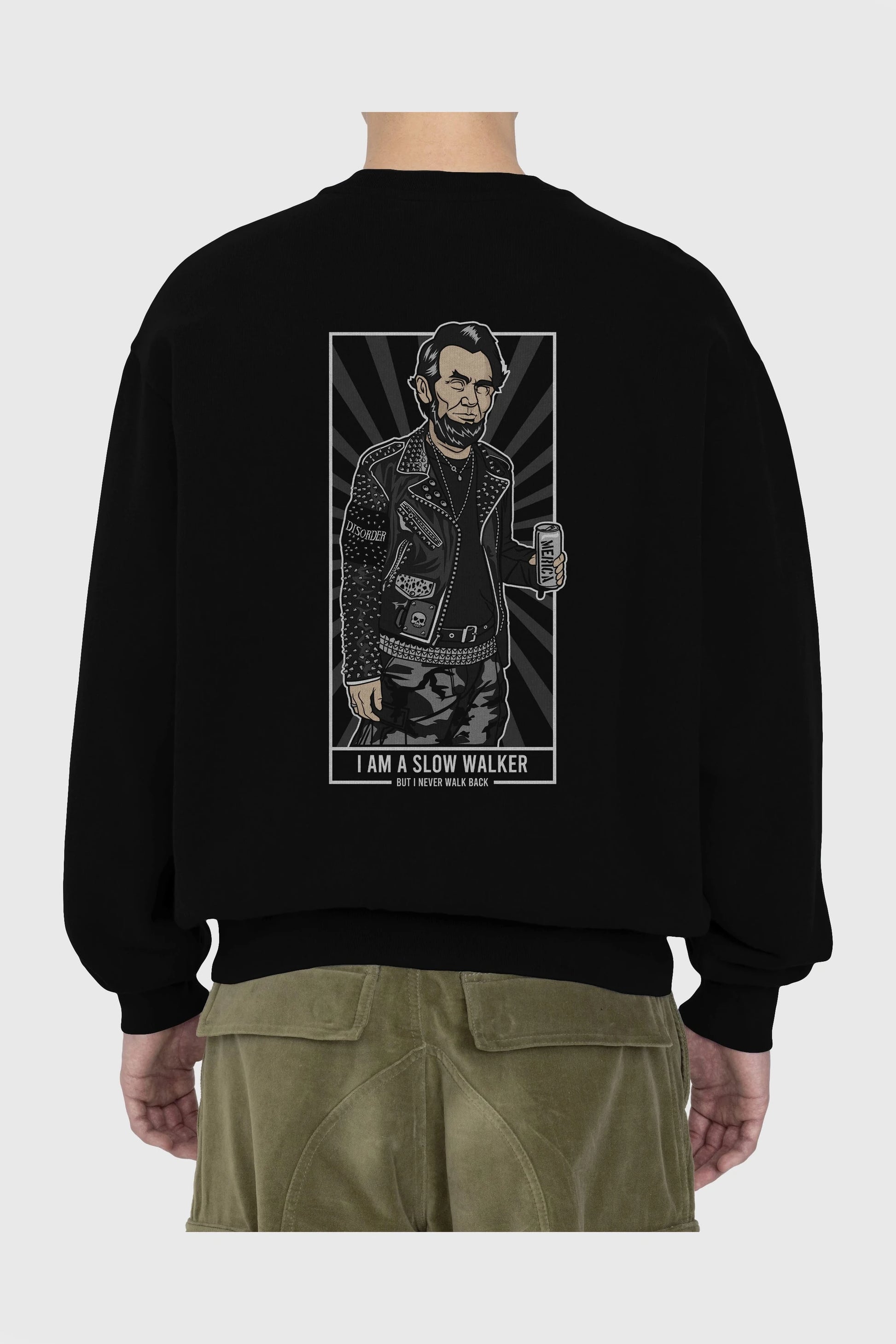 Lincoln Street Punk Arka Baskılı Oversize Sweatshirt Erkek Kadın Unisex