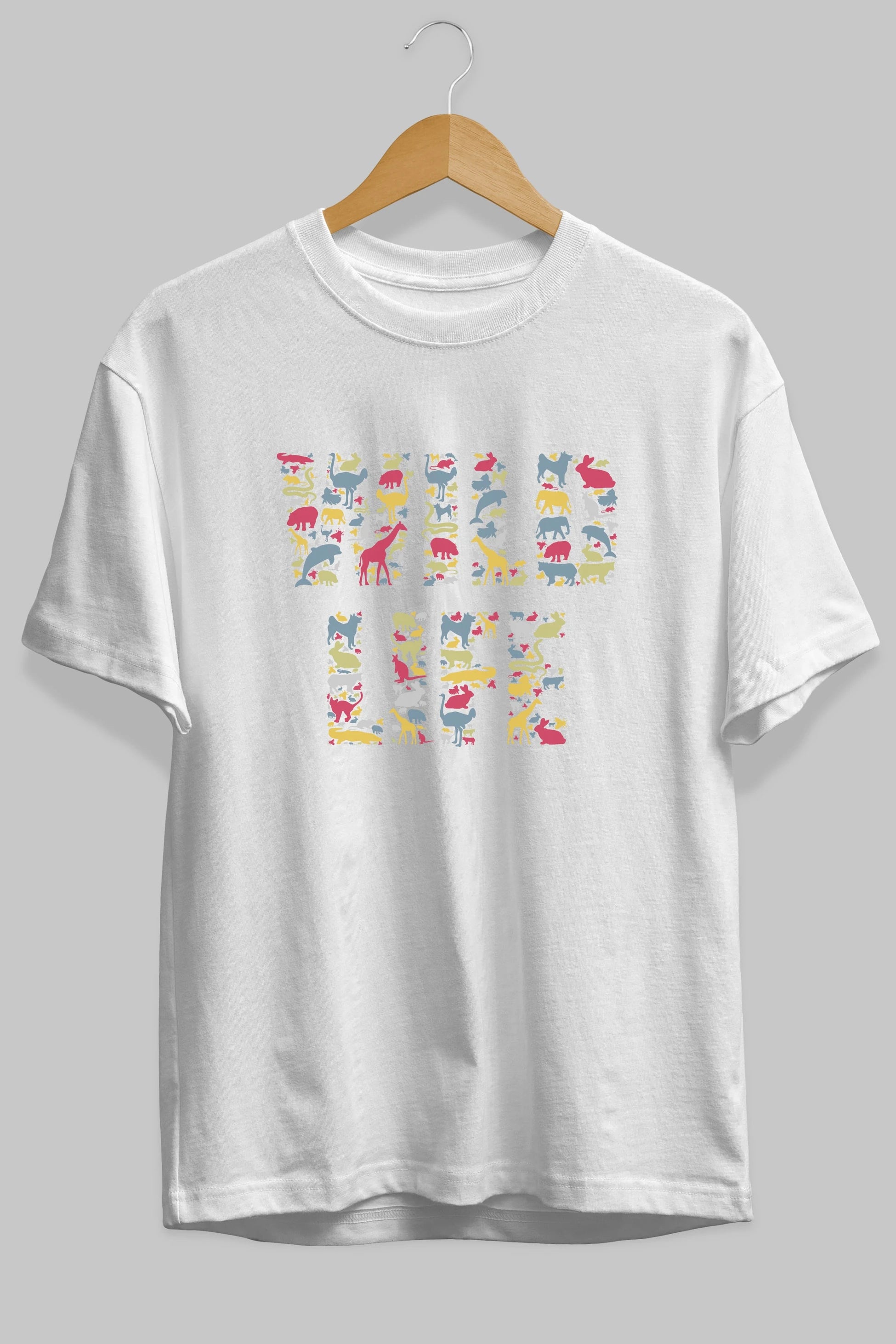 Wild Life Ön Baskılı Oversize t-shirt %100 pamuk Erkek Kadın Unisex
