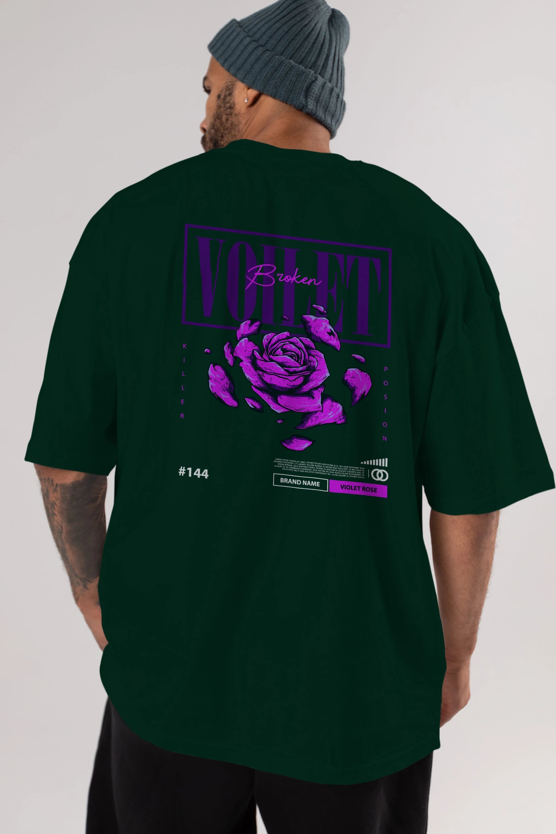 Voilet Broken Arka Baskılı Oversize t-shirt Erkek Kadın Unisex