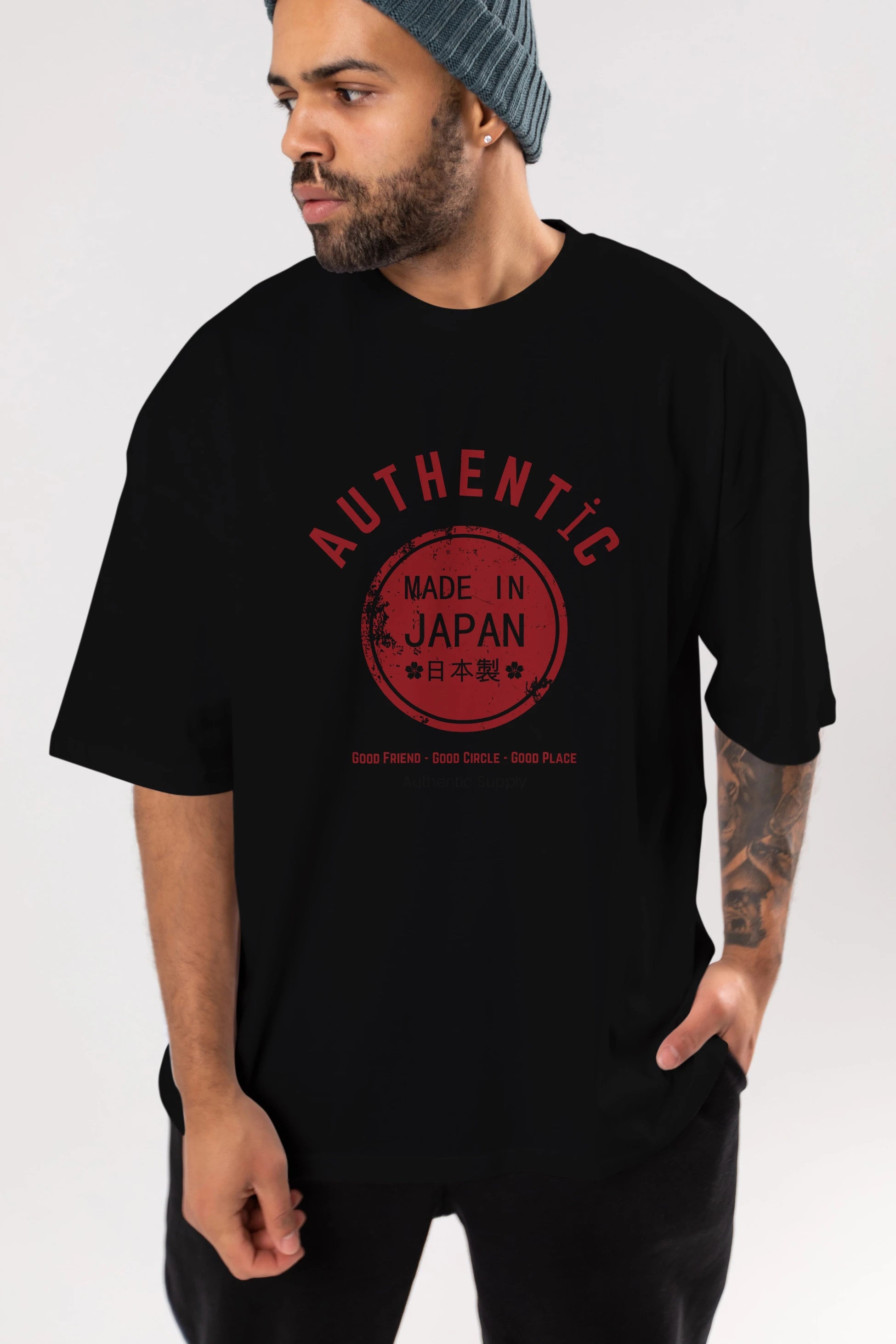 Authentic Japan Style Ön Baskılı Oversize t-shirt Erkek Kadın Unisex