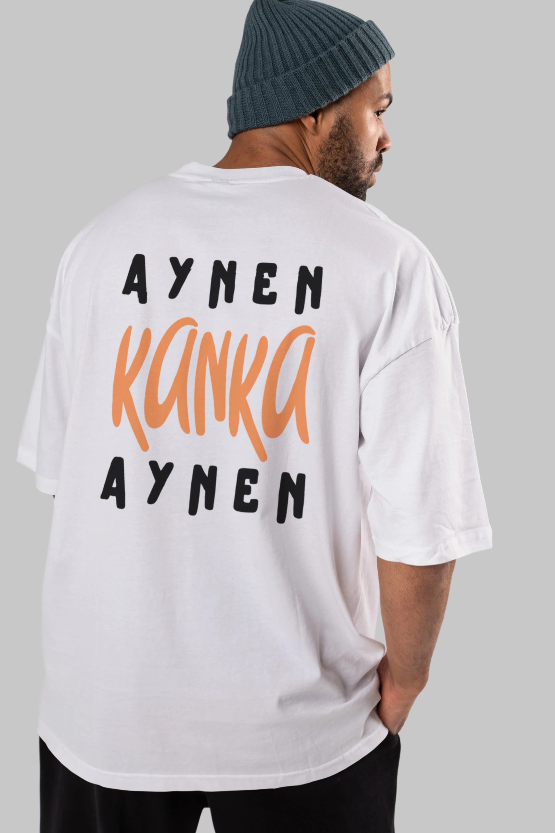 Aynen Kanka Aynen Yazılı Arka Baskılı Oversize t-shirt Erkek Kadın Unisex
