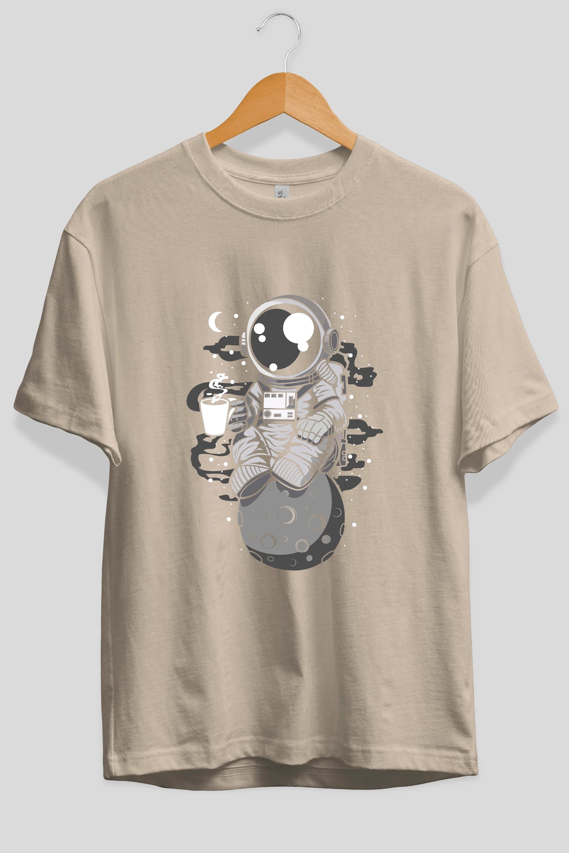 Astronaut Coffee Ön Baskılı Oversize t-shirt Erkek Kadın Unisex