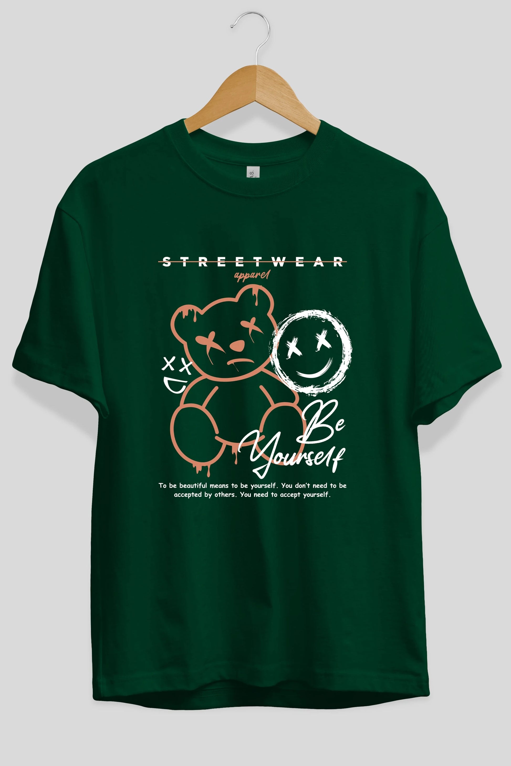 Be Yourself Bear Ön Baskılı Oversize t-shirt Erkek Kadın Unisex