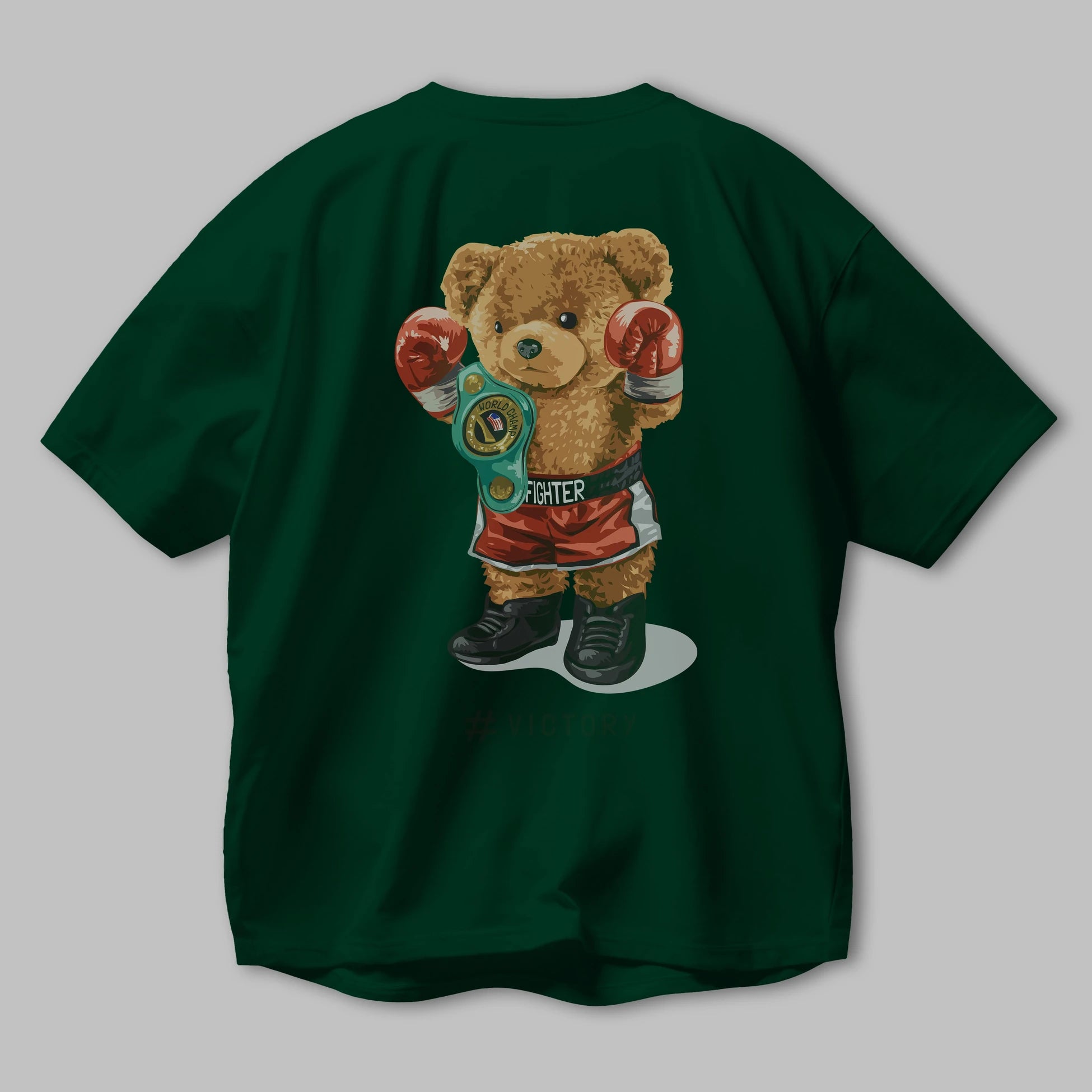 Teddy Bear Victory Arka Baskılı Oversize t-shirt Erkek Kadın Unisex %100 Pamuk