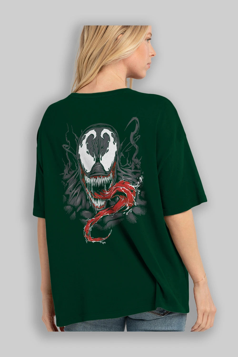 Venom (18) Arka Baskılı Oversize t-shirt Erkek Kadın Unisex %100 Pamuk Bisiklet Yaka tişort